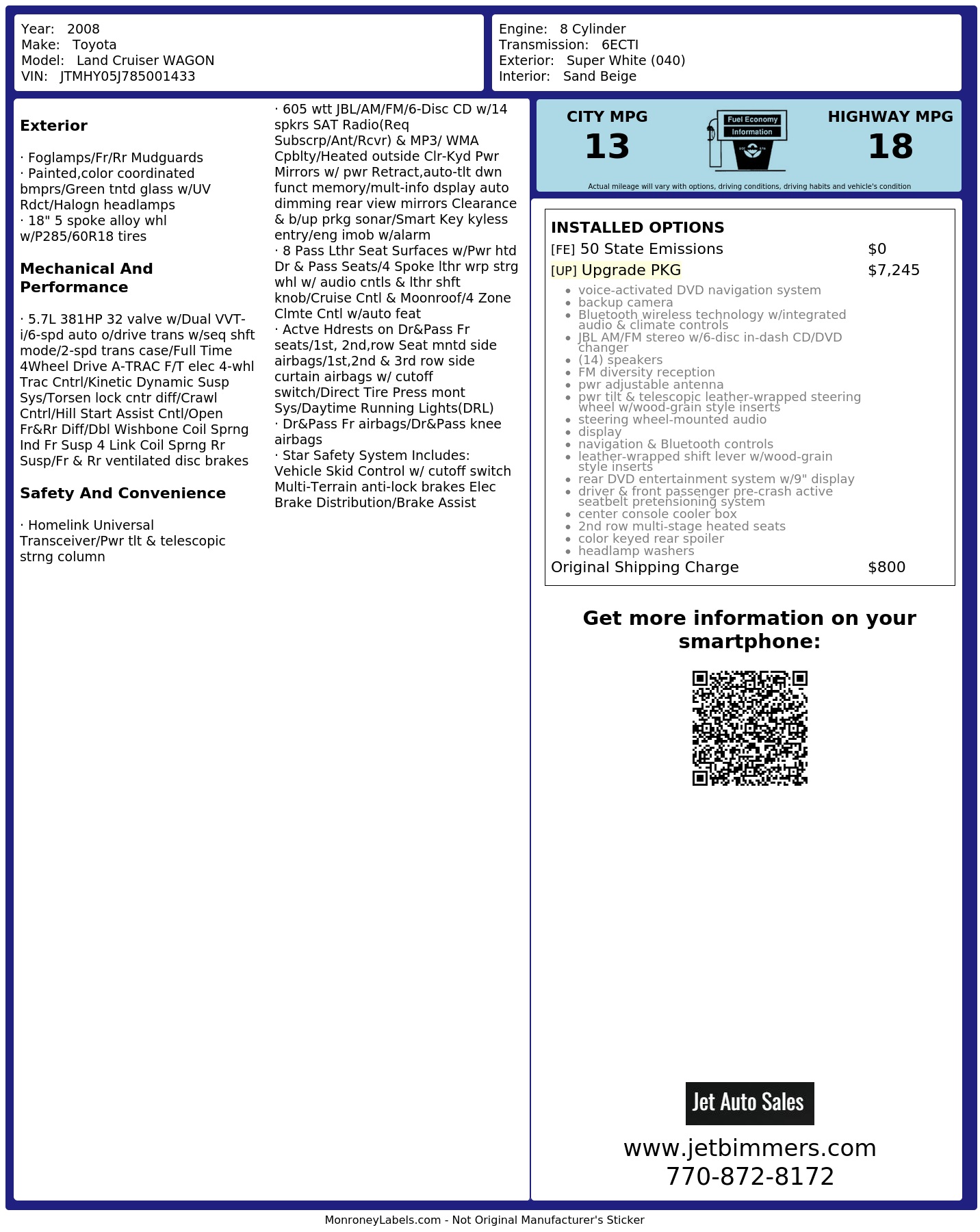 Monroney Label