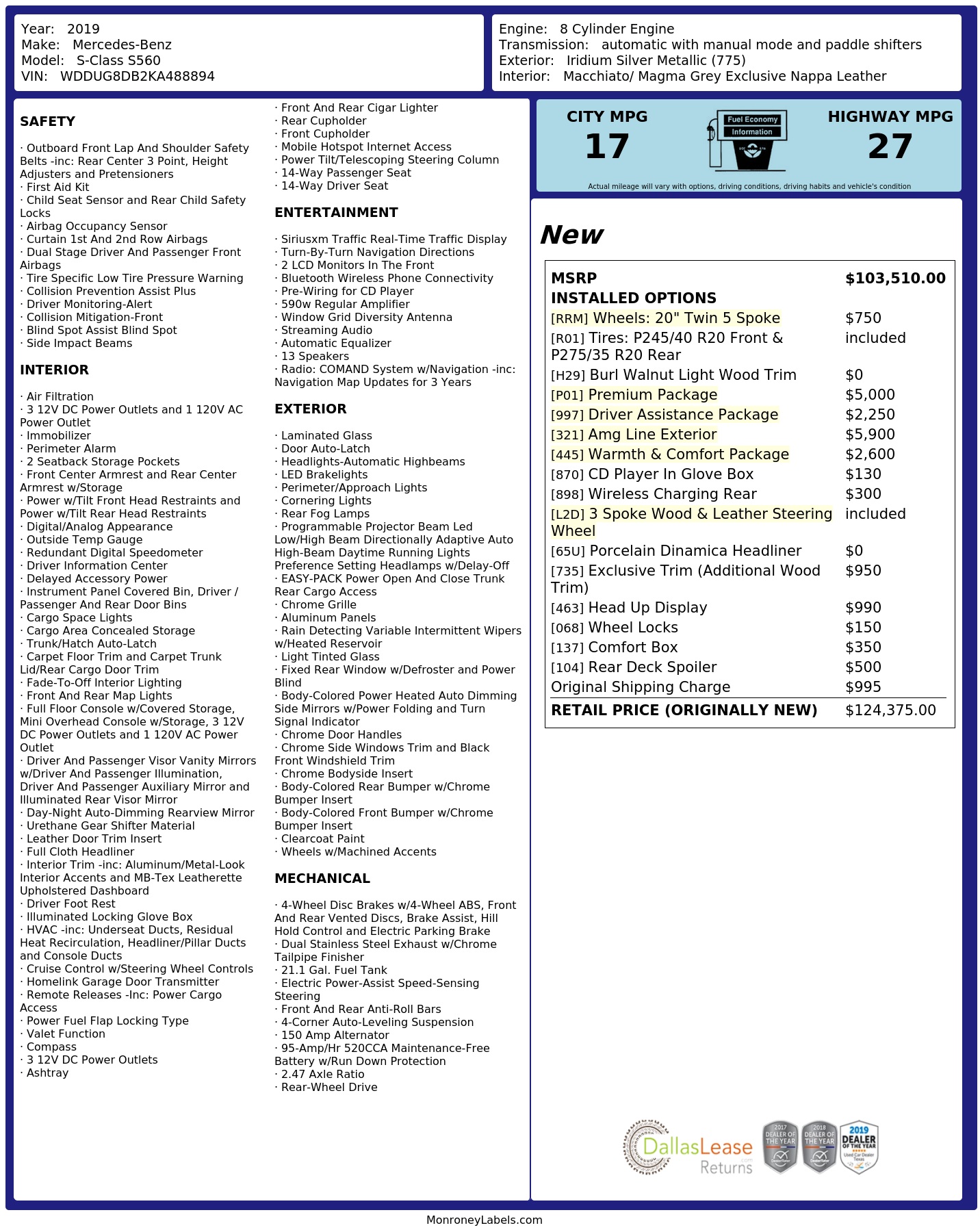 Monroney Label