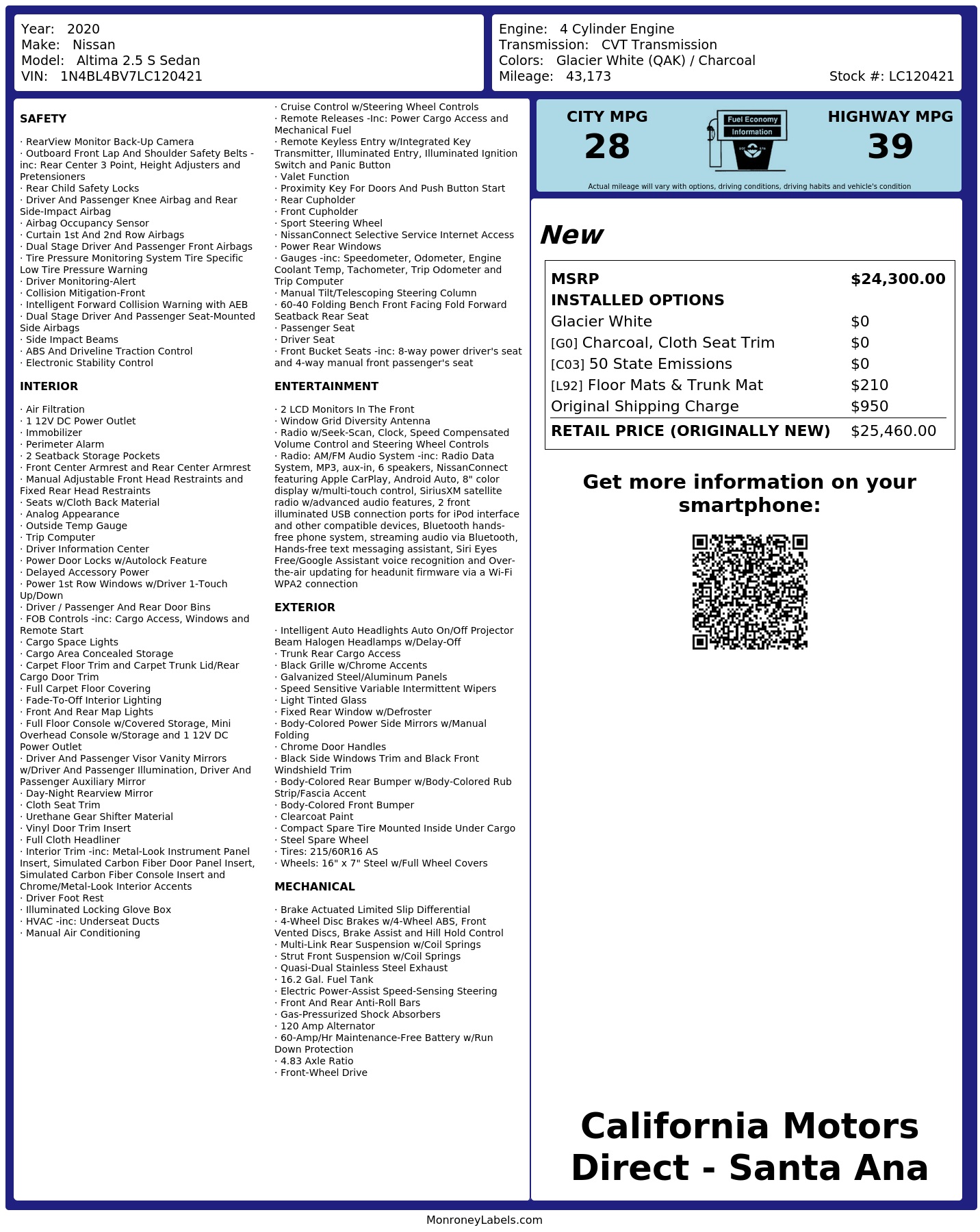 Monroney Label