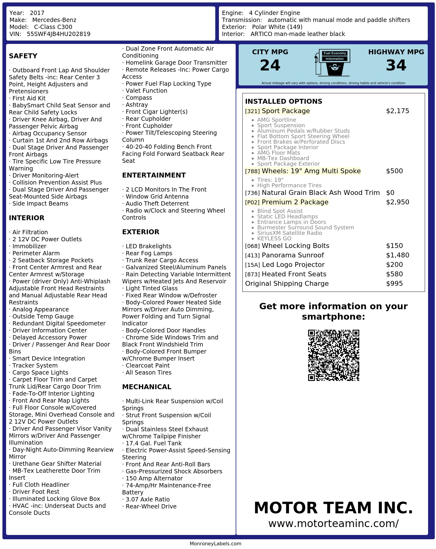 Monroney Label