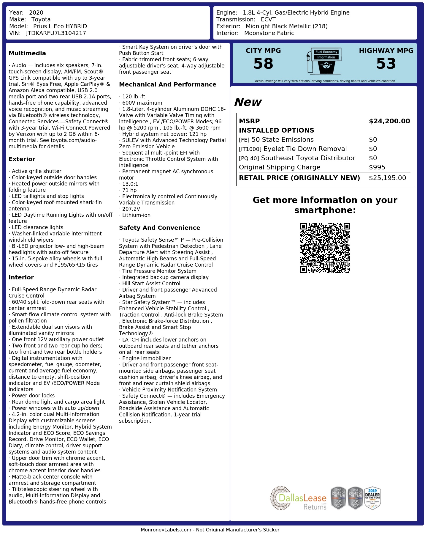 Monroney Label