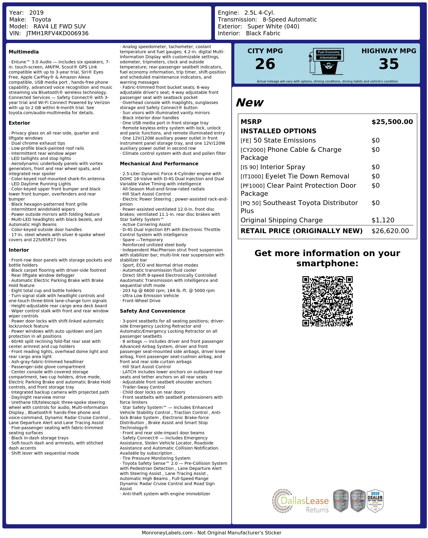 Monroney Label