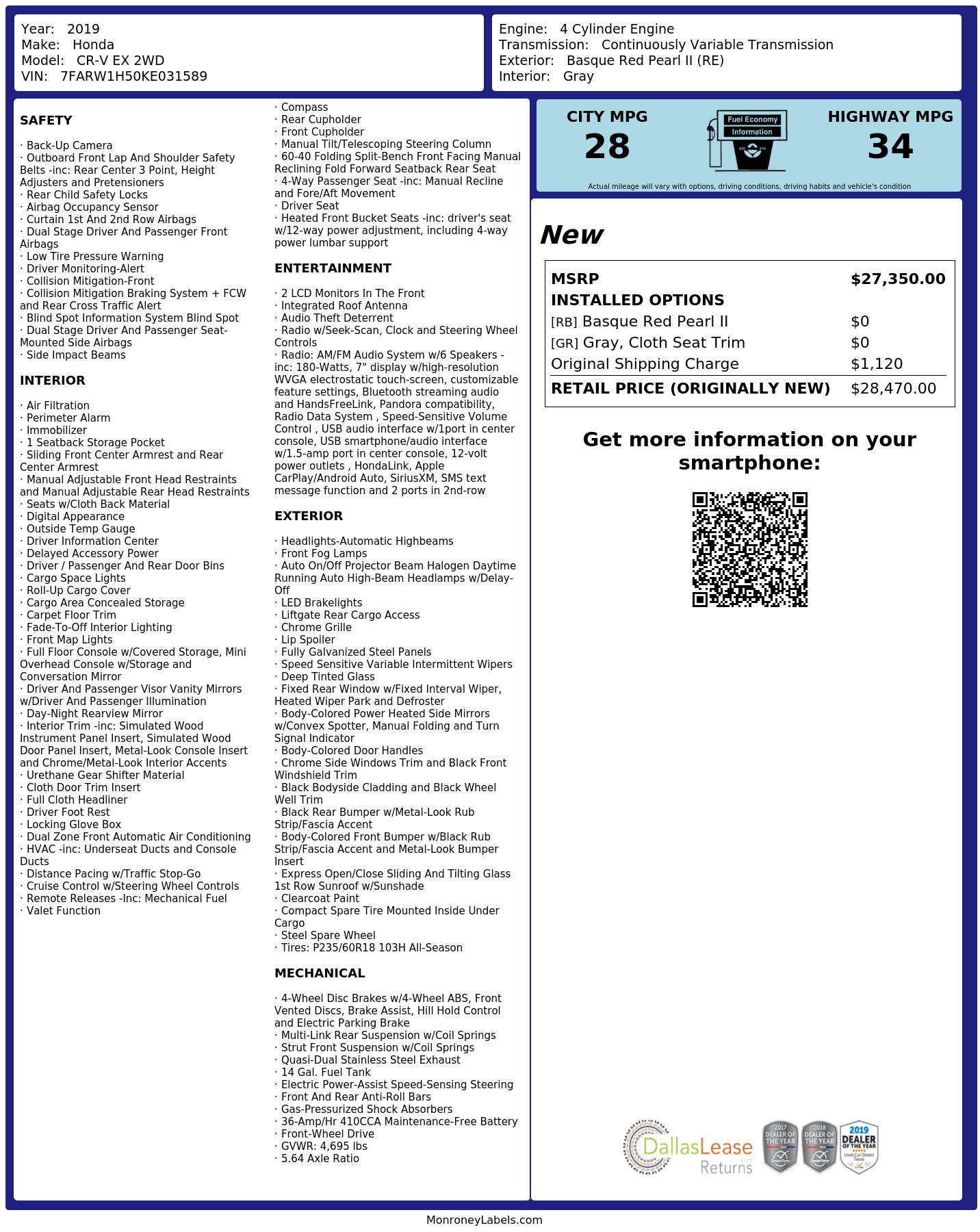 Monroney Label