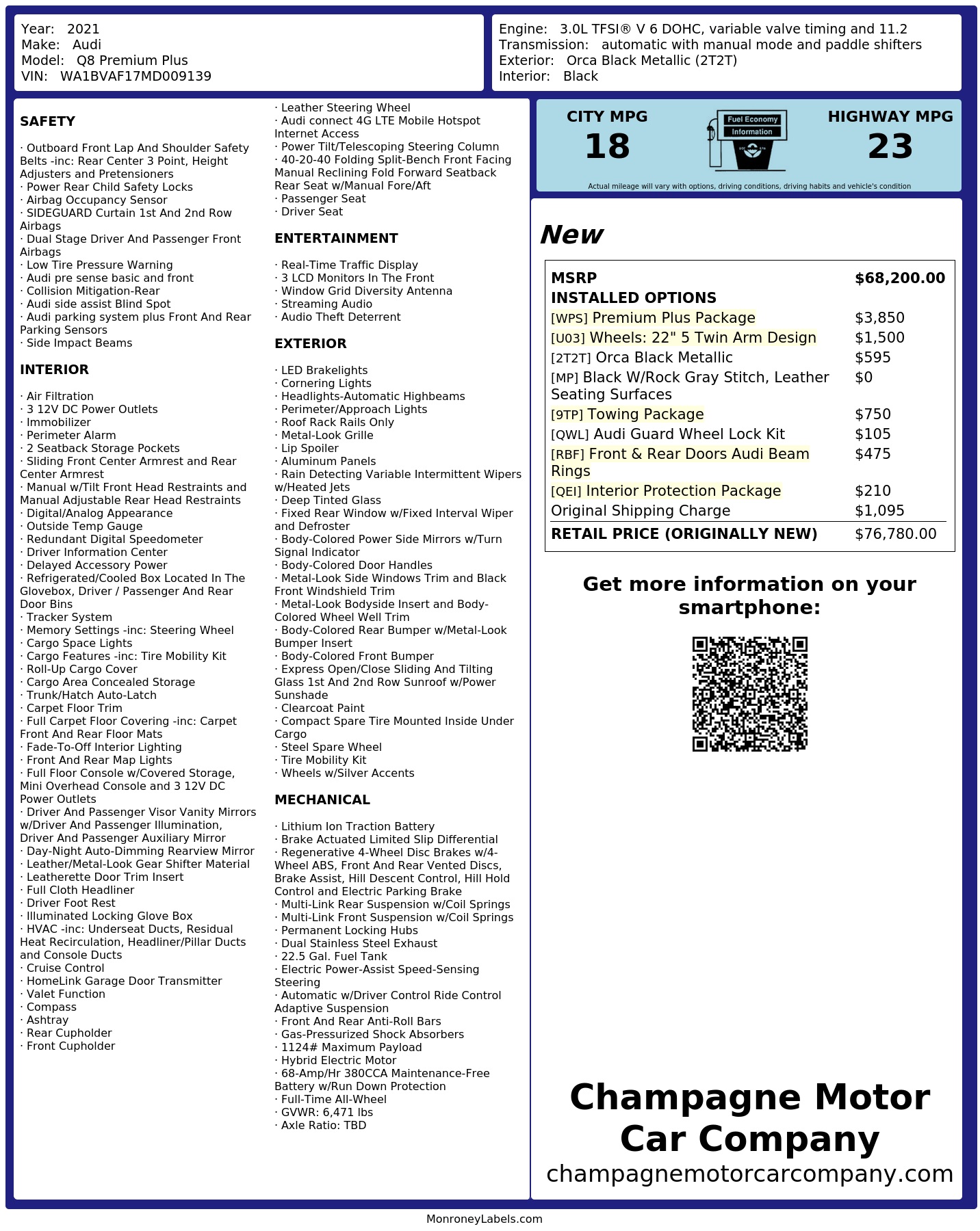 Monroney Label