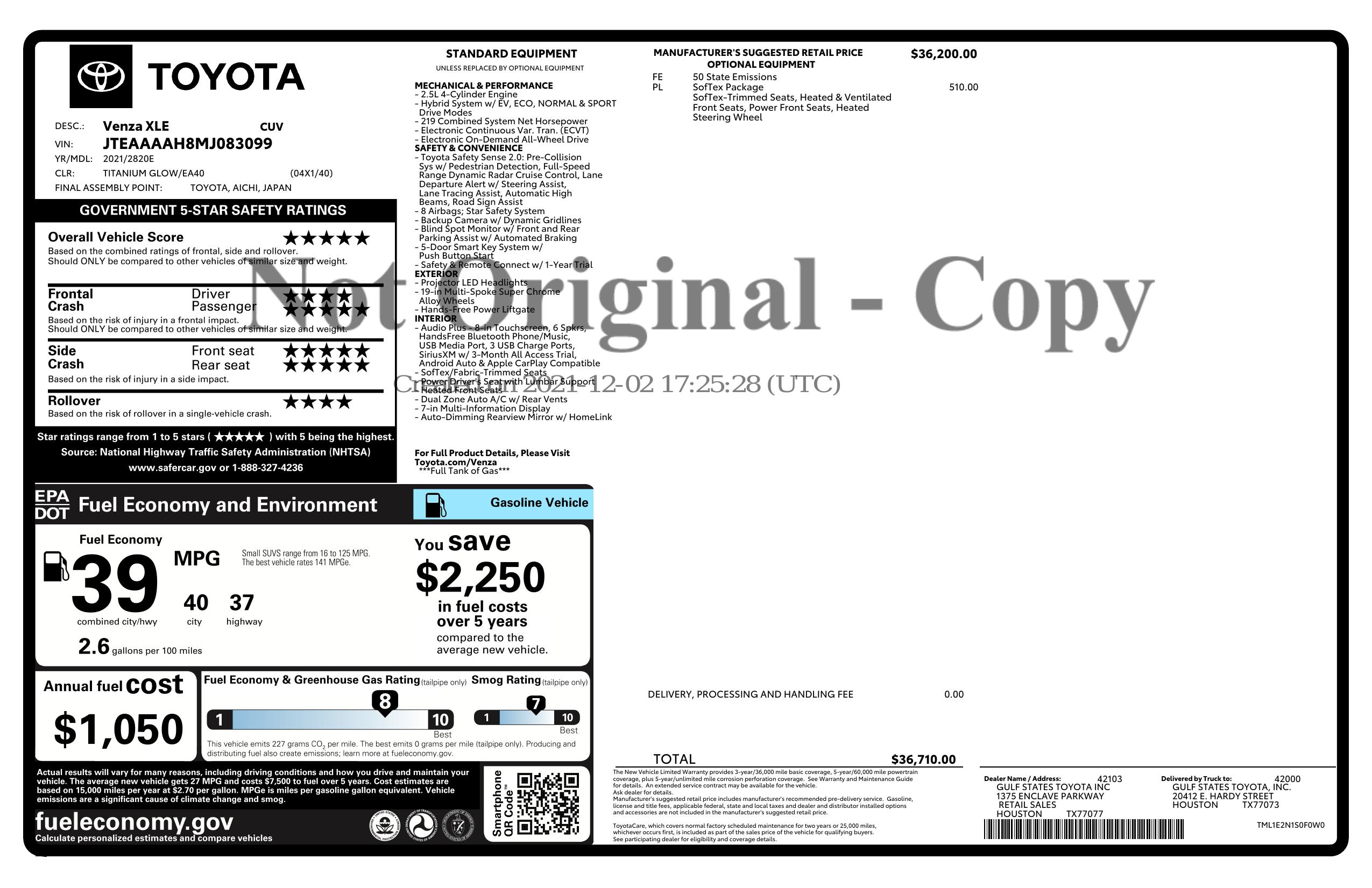 Monroney Label