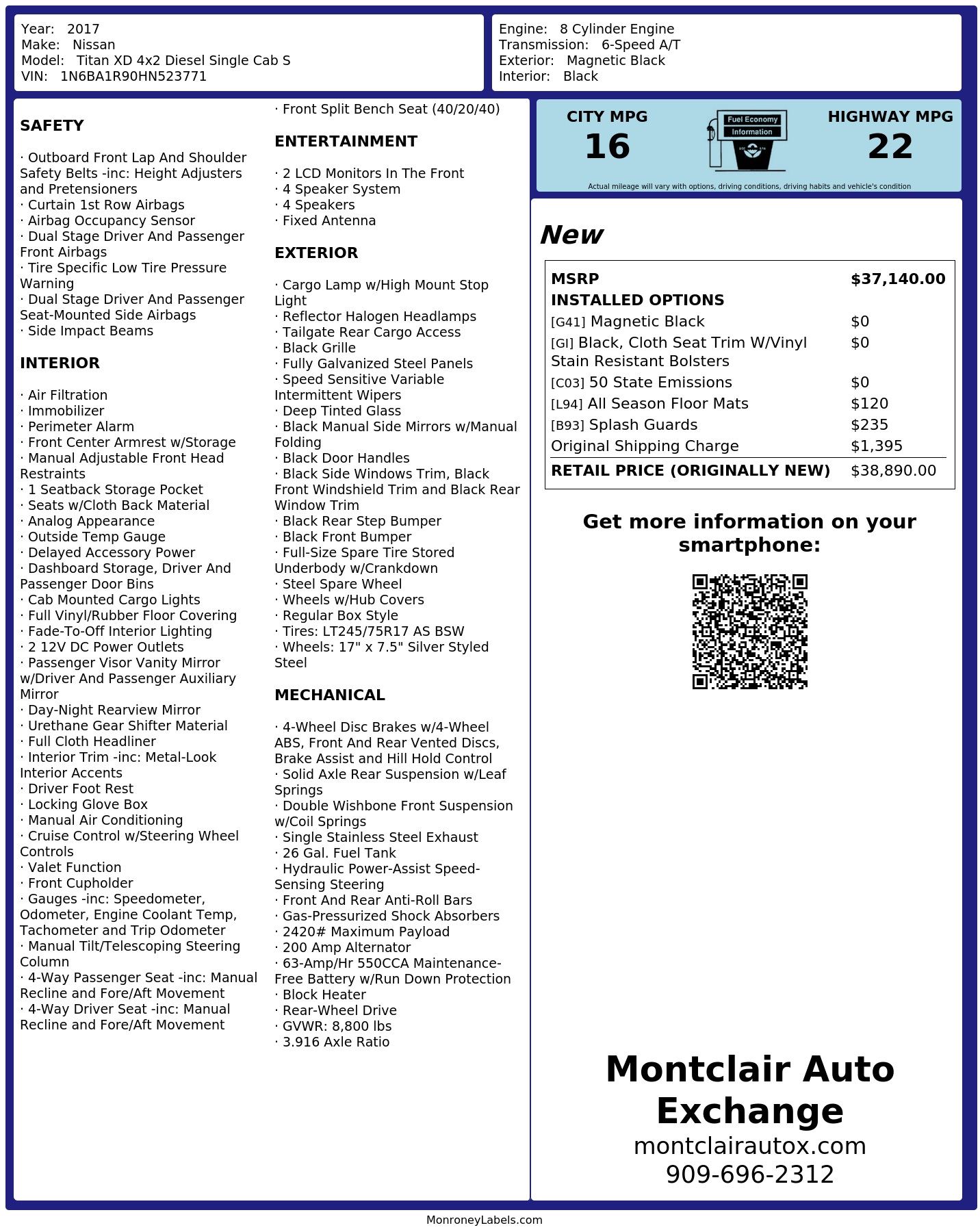 Monroney Label