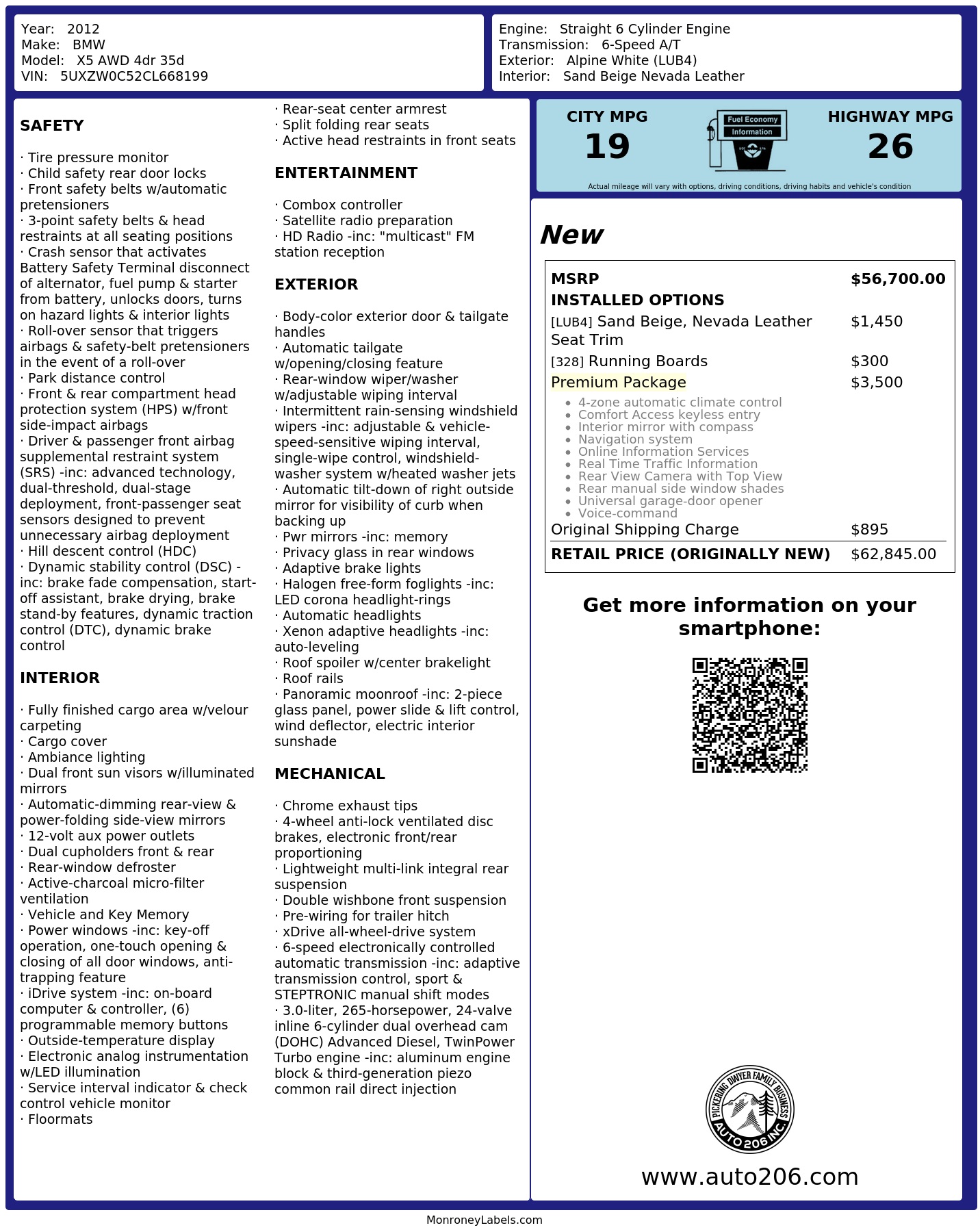 Monroney Label