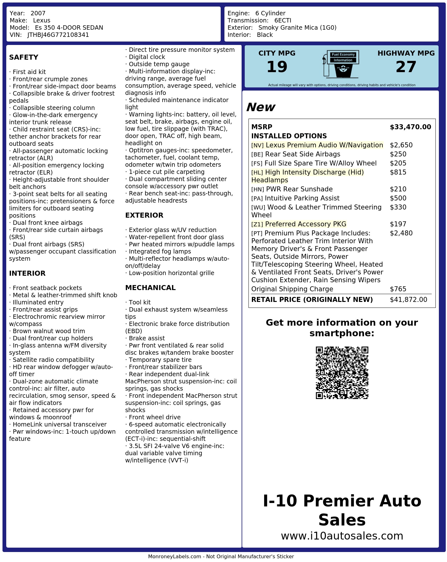 Monroney Label