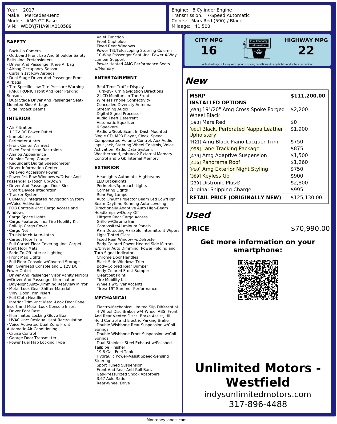 Monroney Label