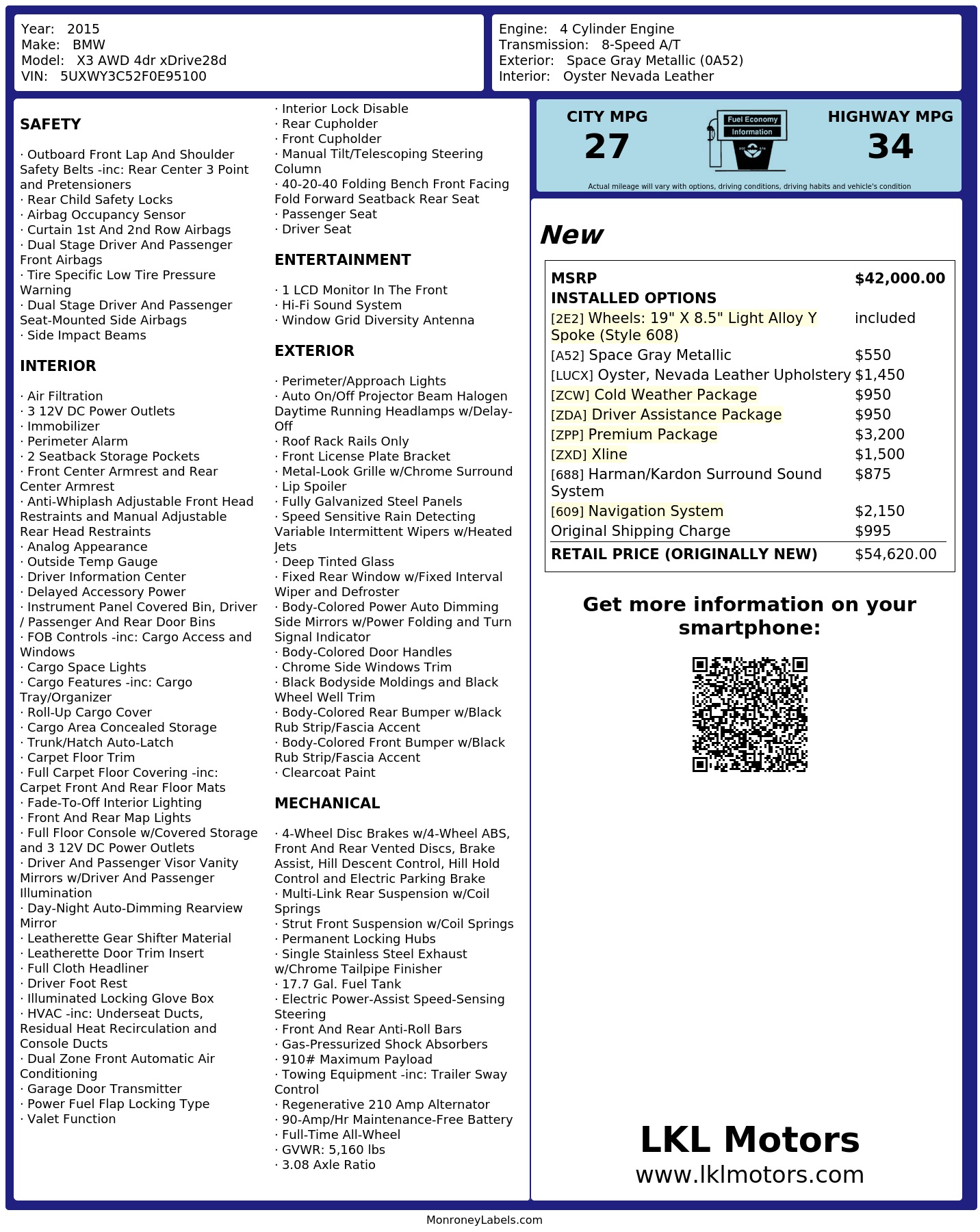 Monroney Label