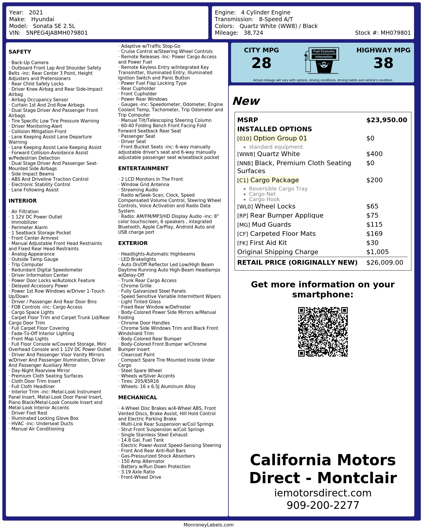 Monroney Label