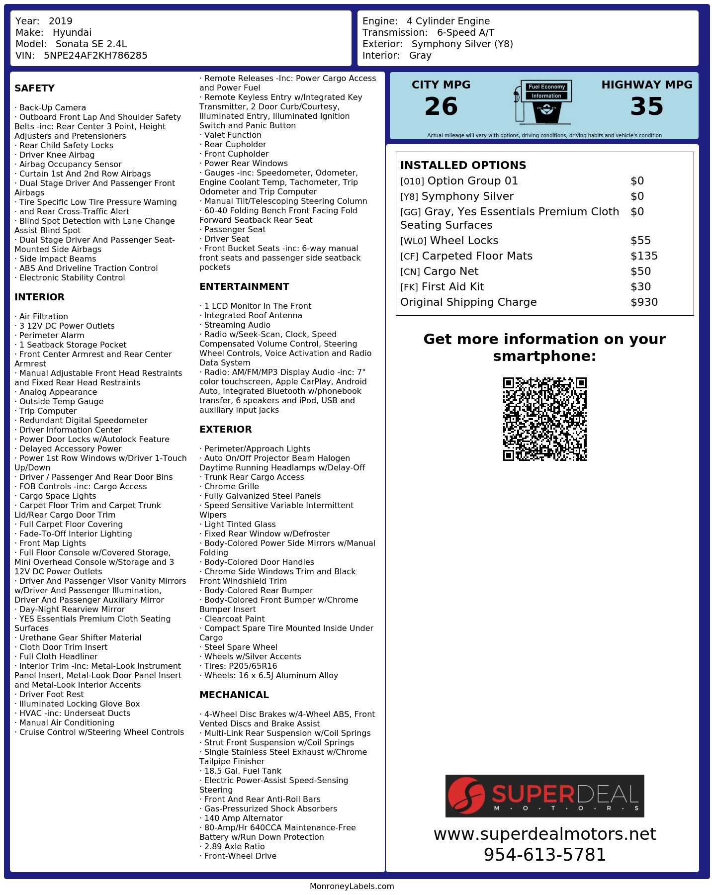 Monroney Label