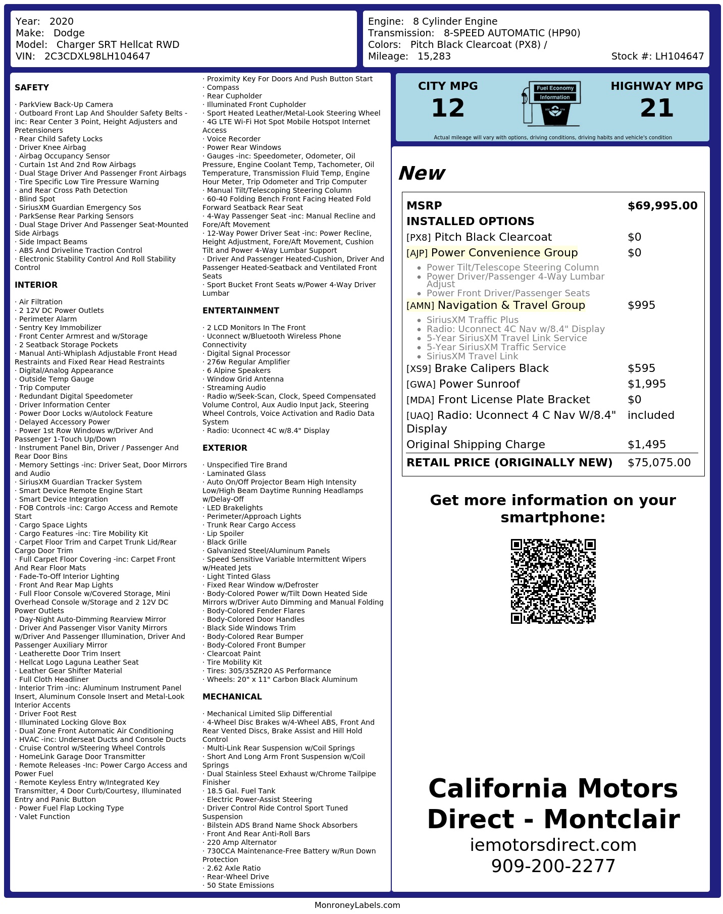 Monroney Label