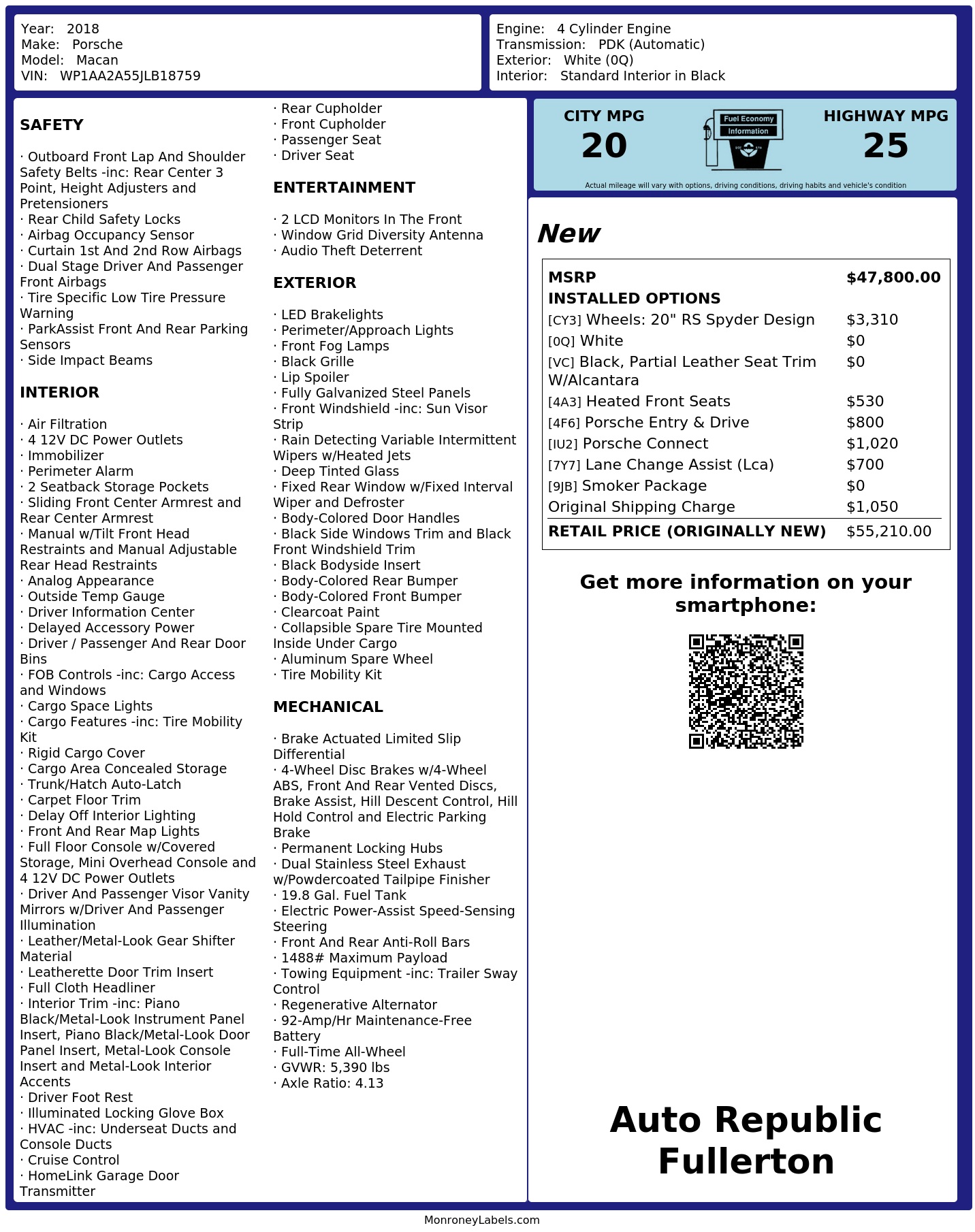 Monroney Label