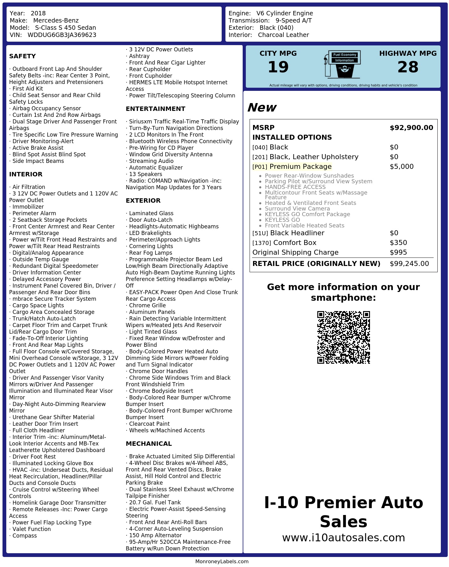 Monroney Label