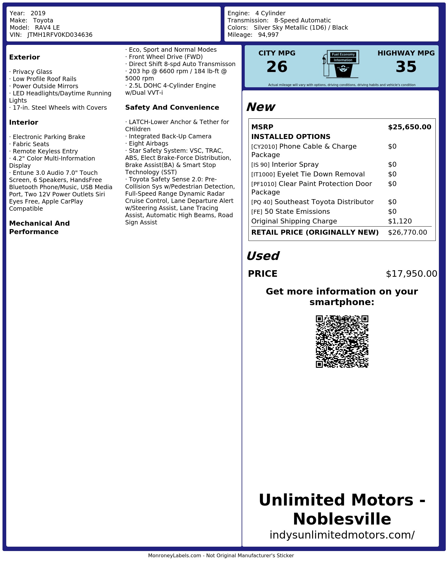 Monroney Label