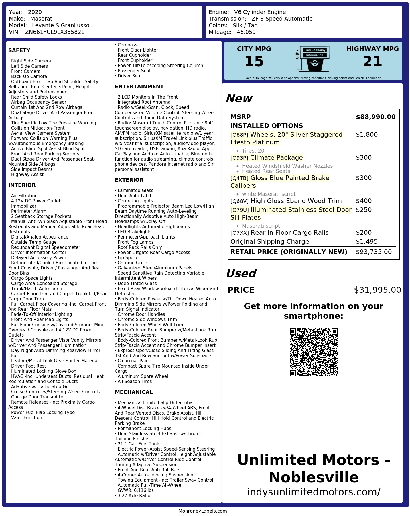 Monroney Label
