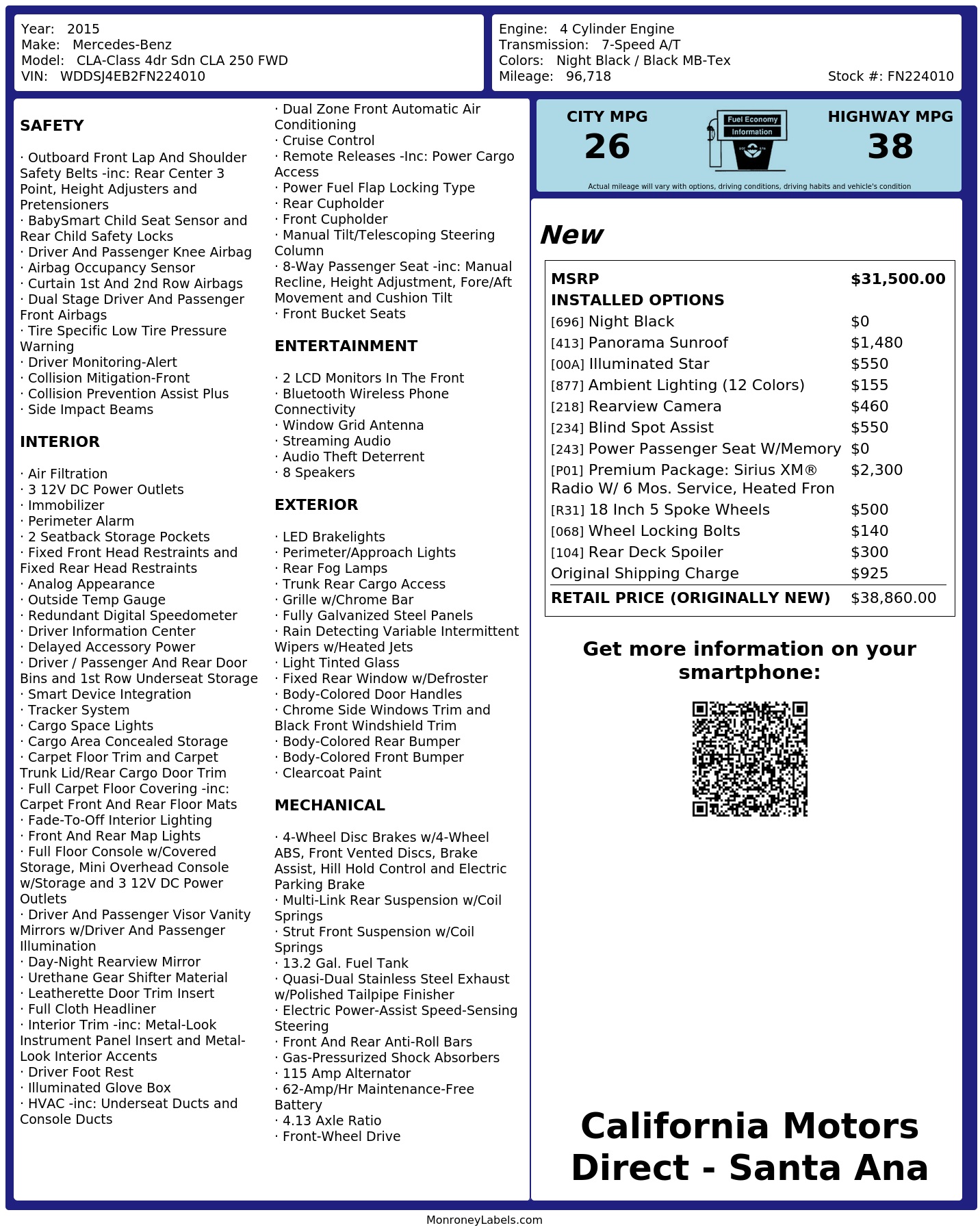 Monroney Label