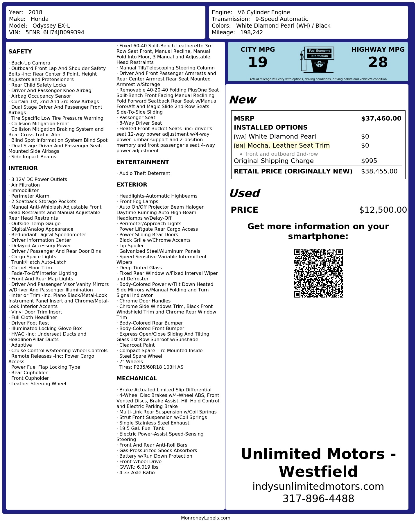 Monroney Label