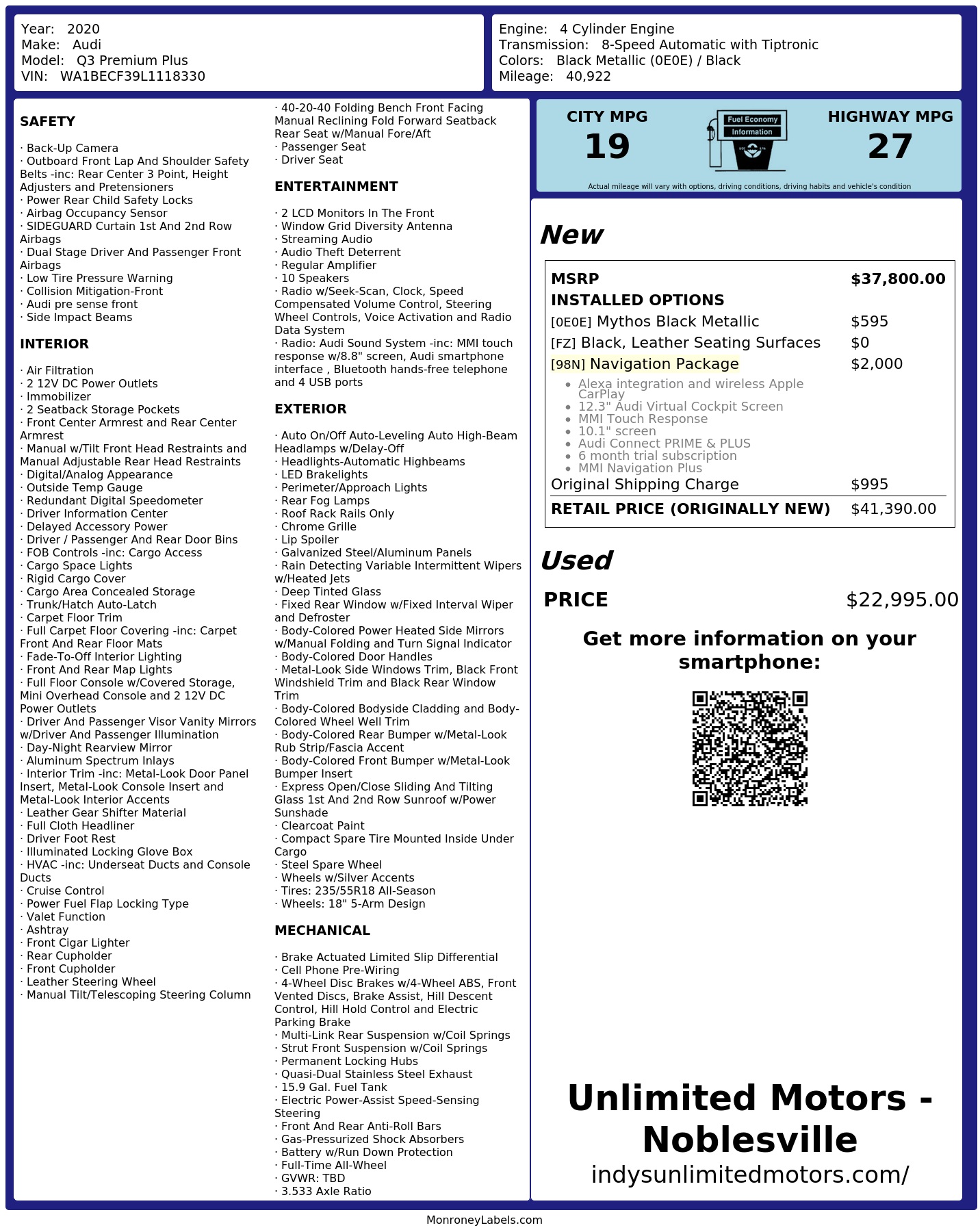 Monroney Label