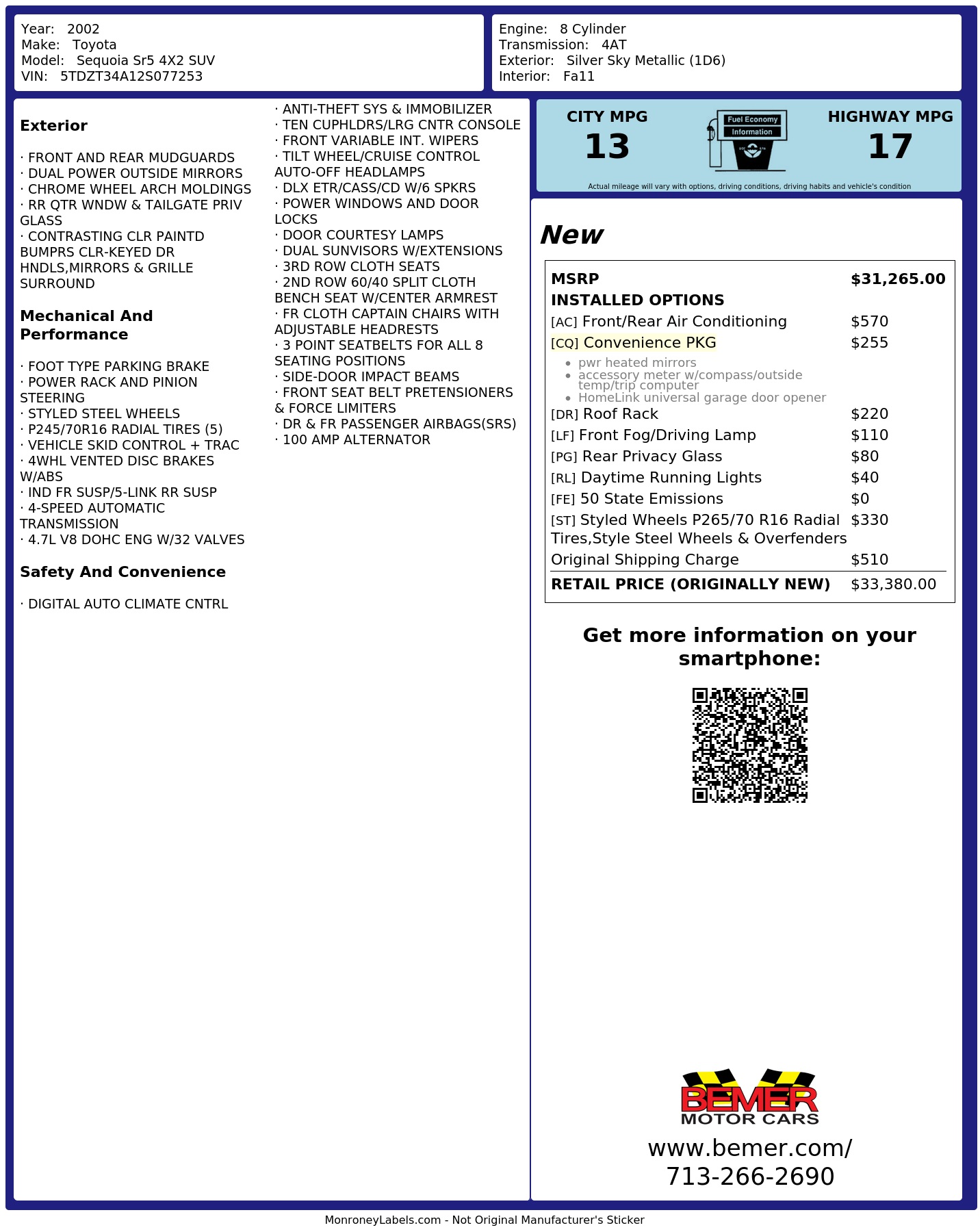 Monroney Label