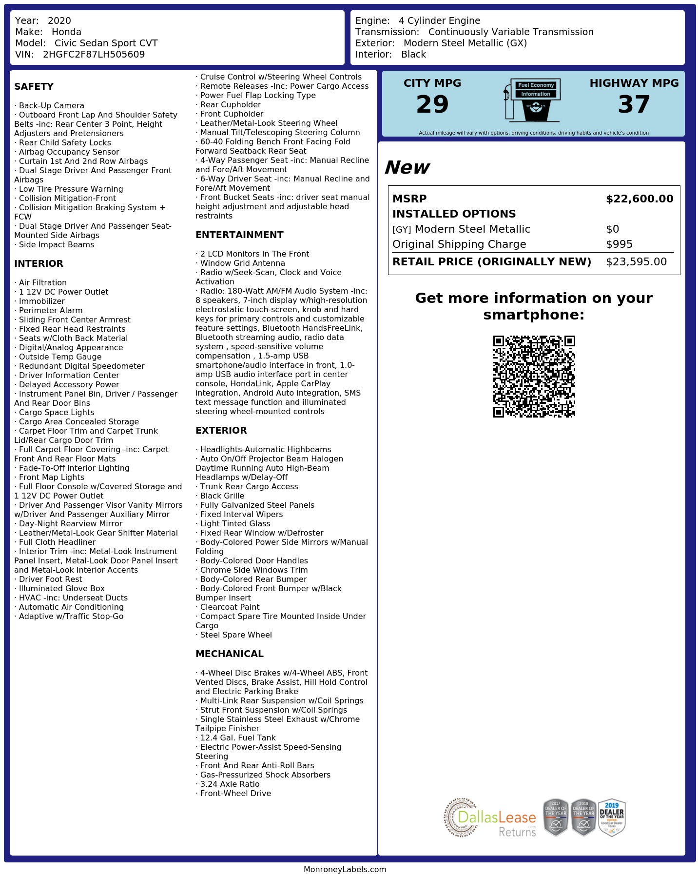 Monroney Label