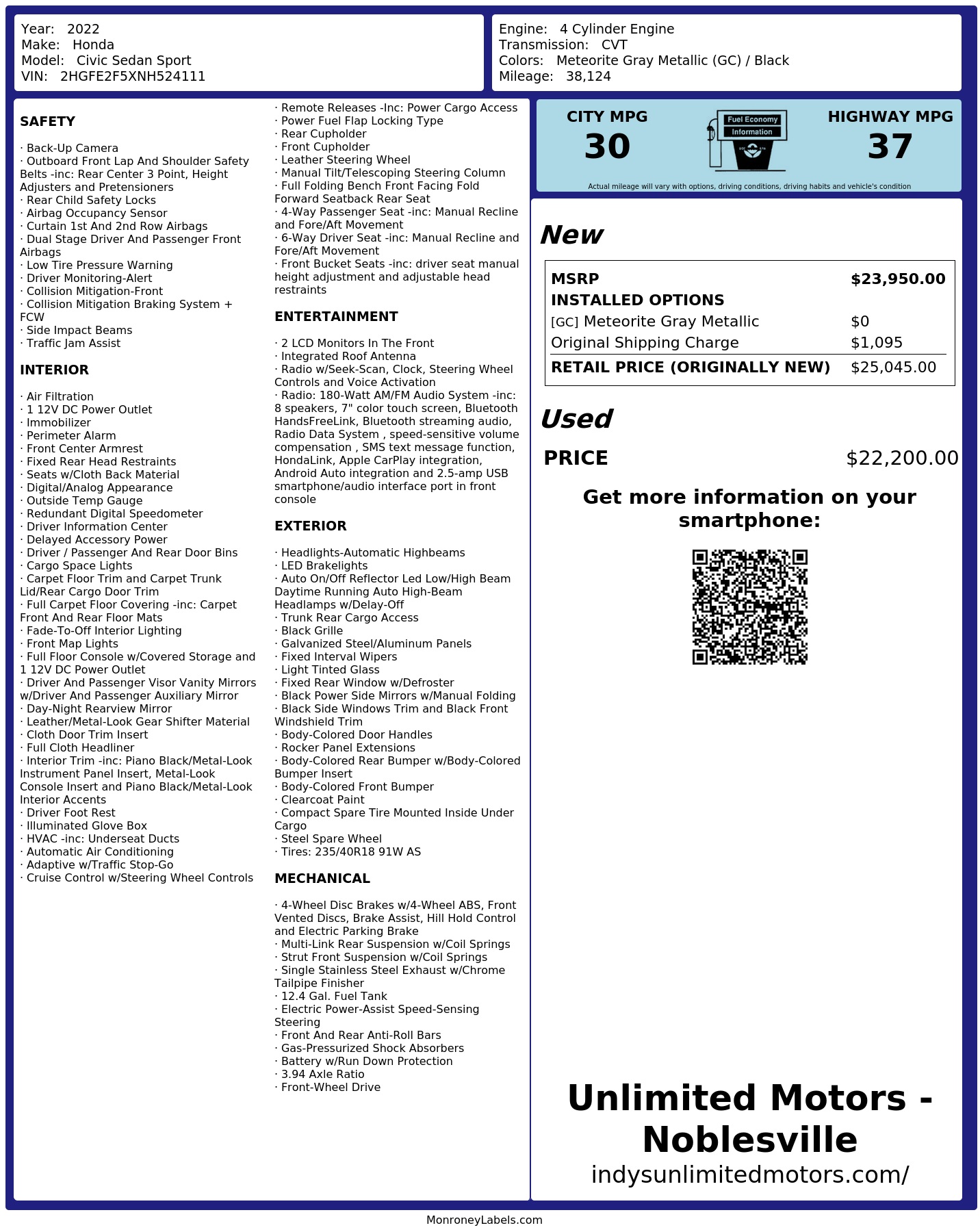 Monroney Label