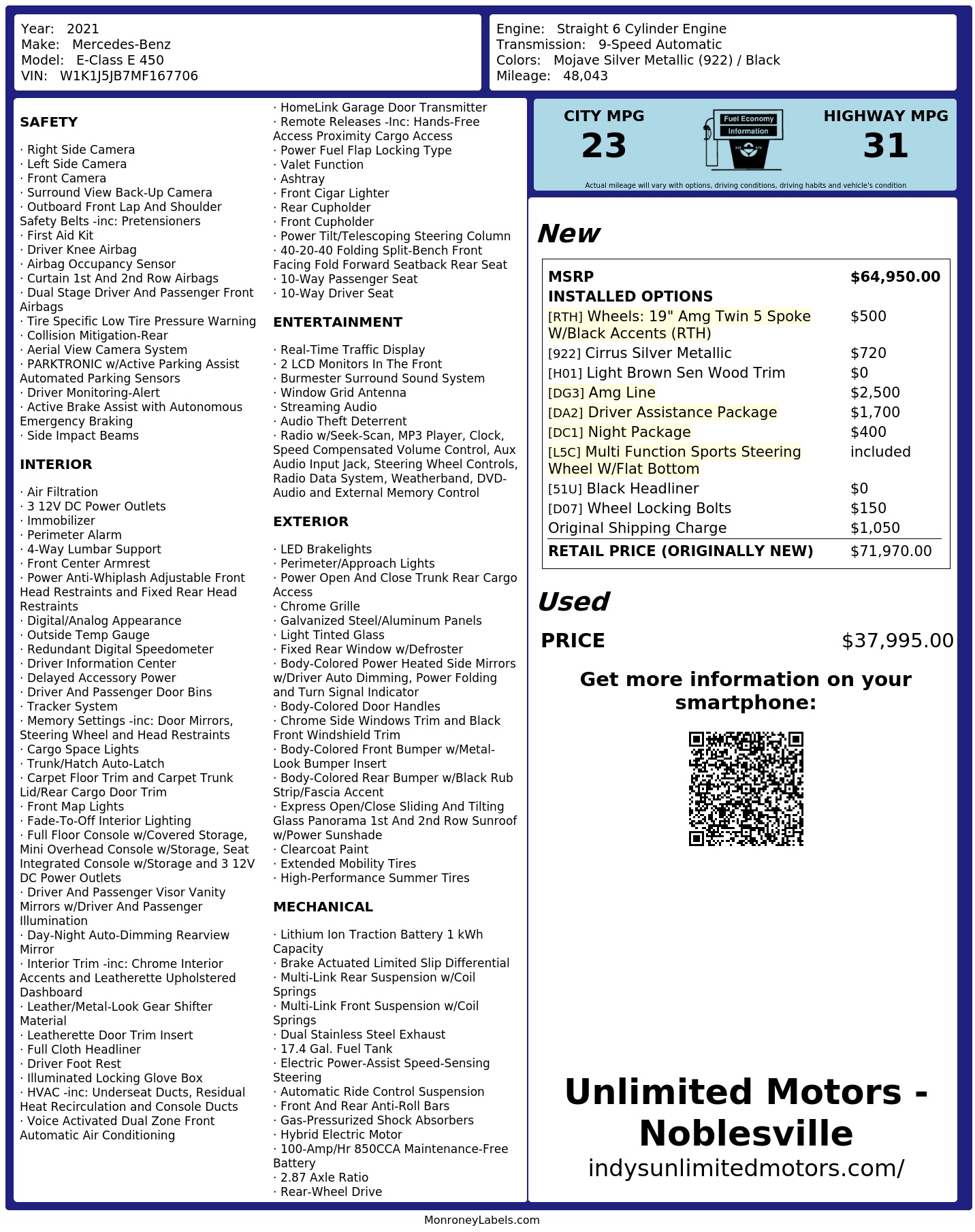 Monroney Label