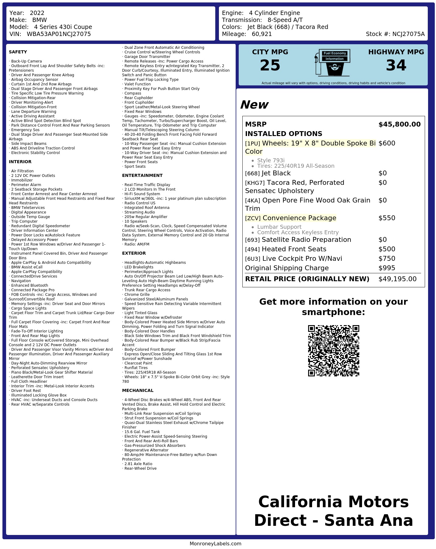 Monroney Label
