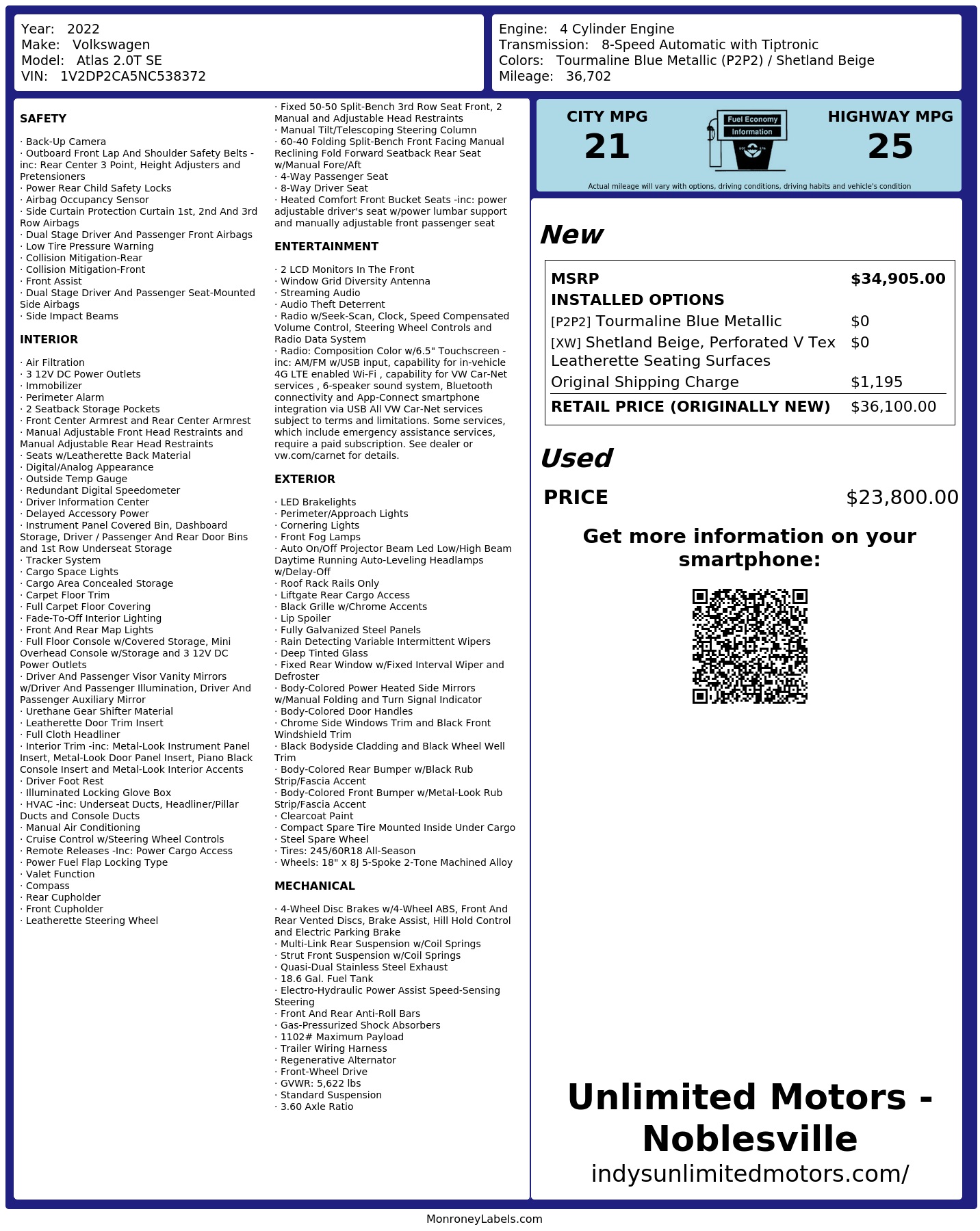 Monroney Label