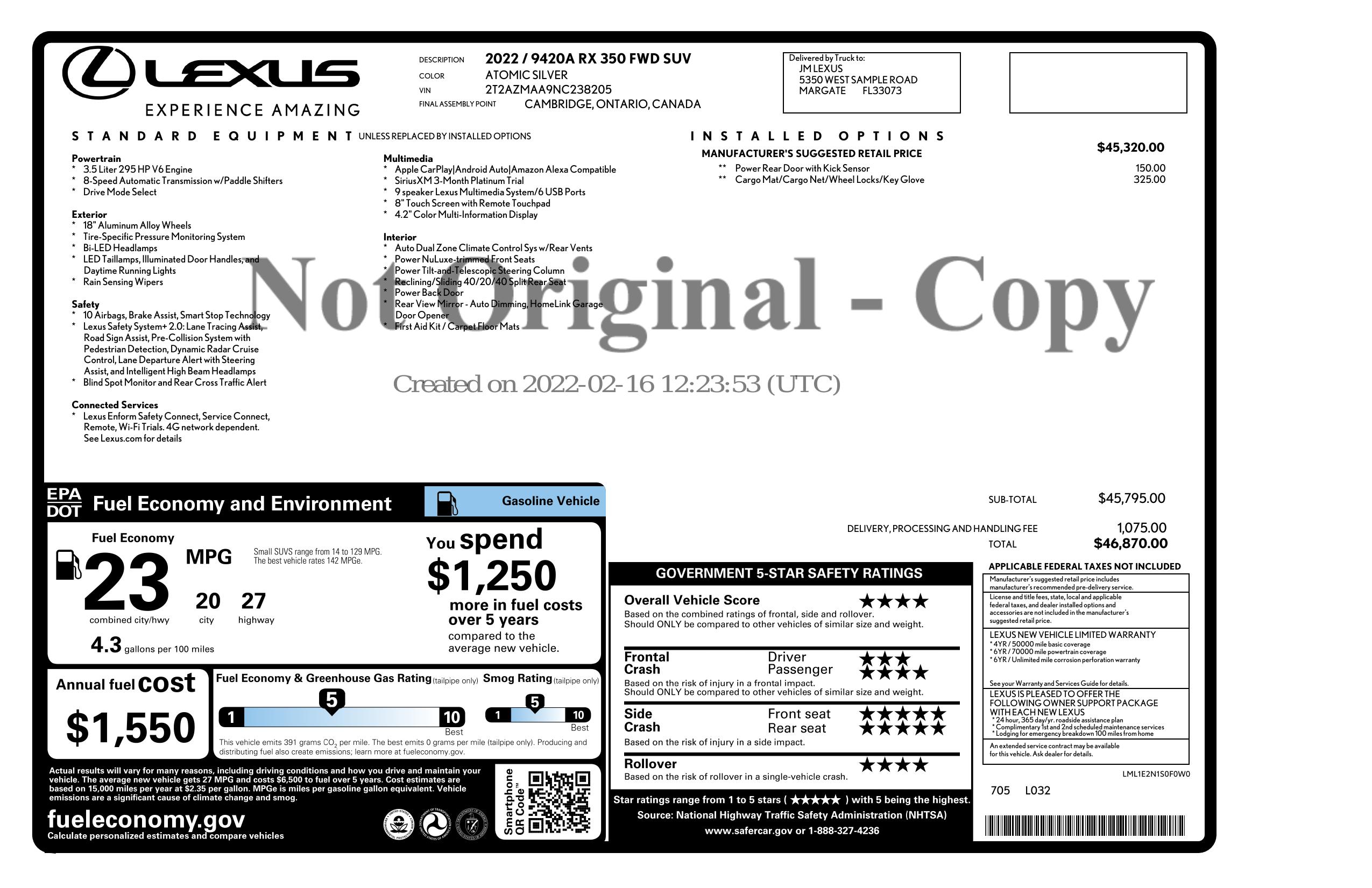 Monroney Label