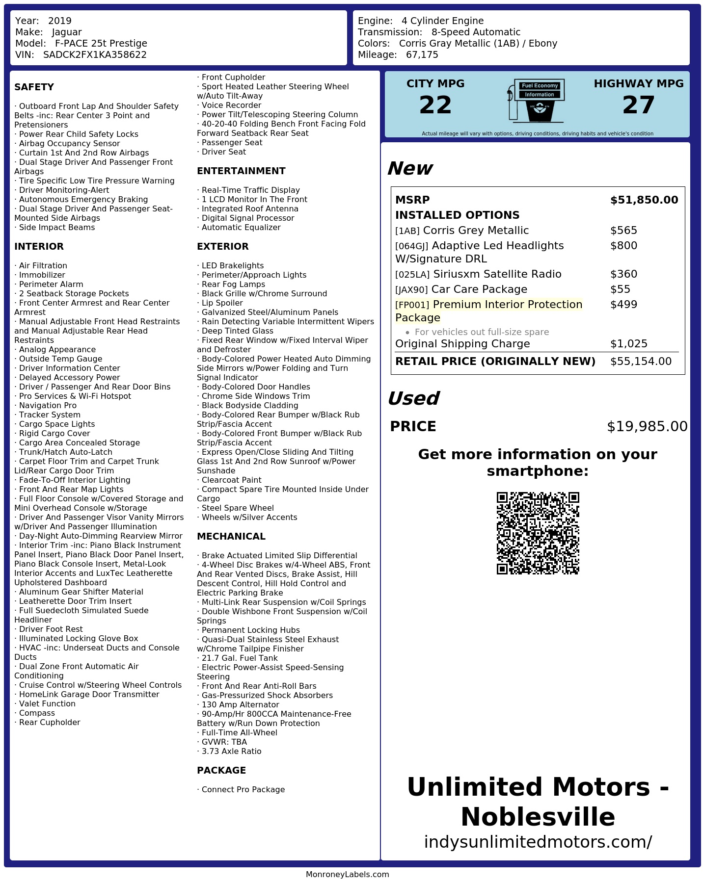 Monroney Label