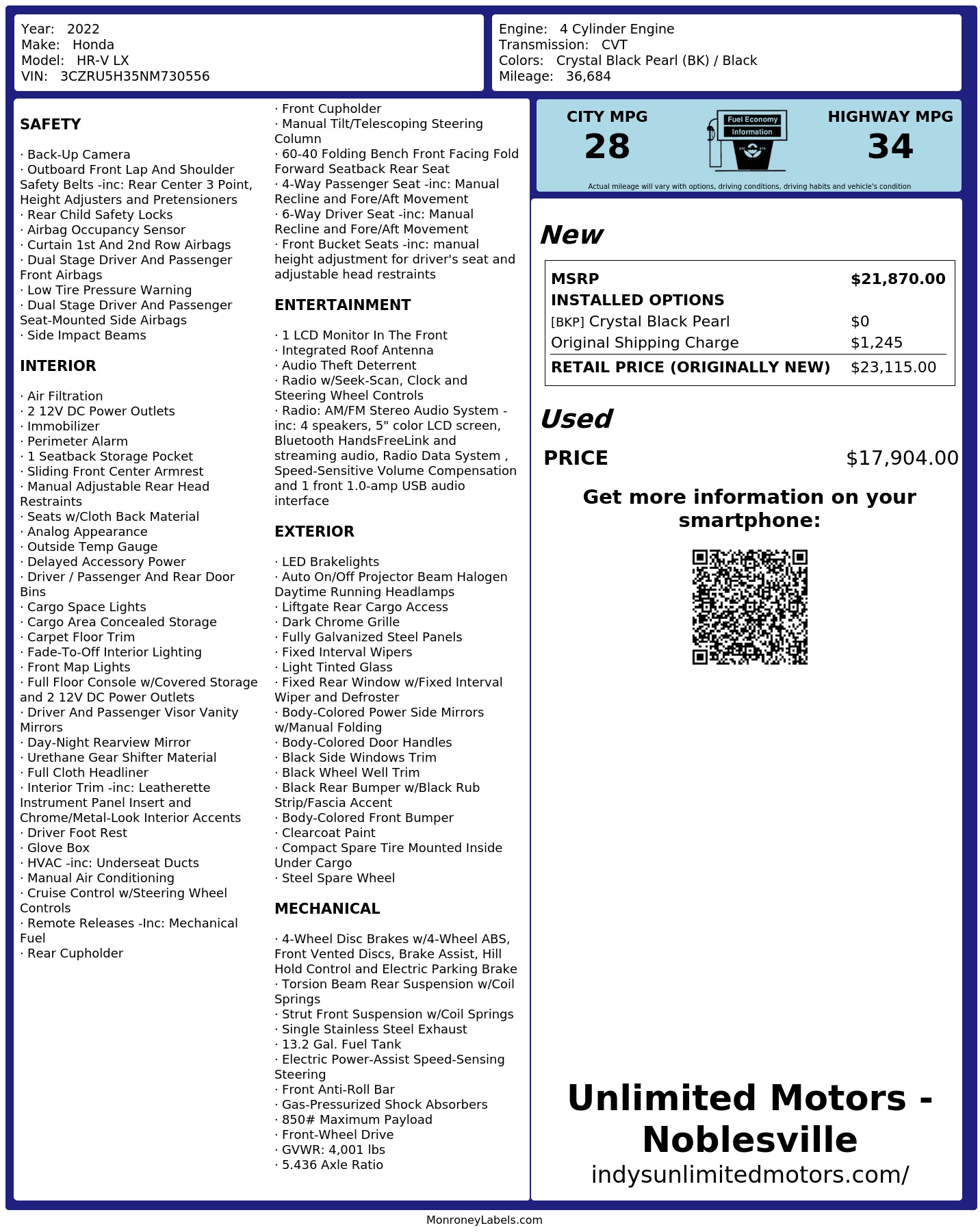 Monroney Label