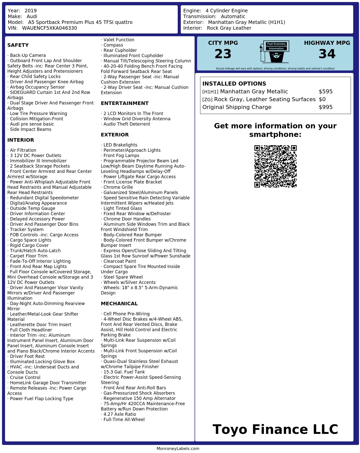 Monroney Label