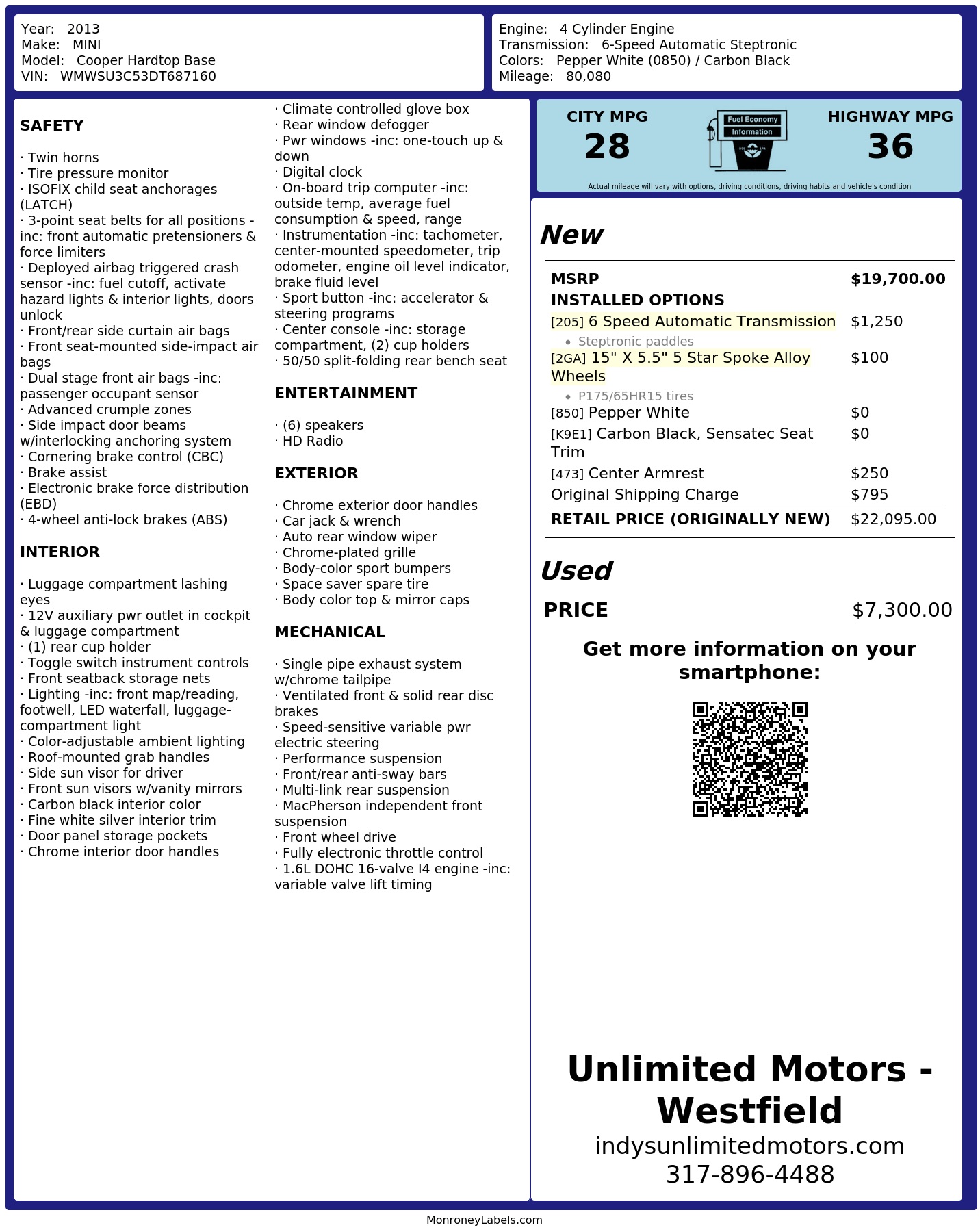 Monroney Label
