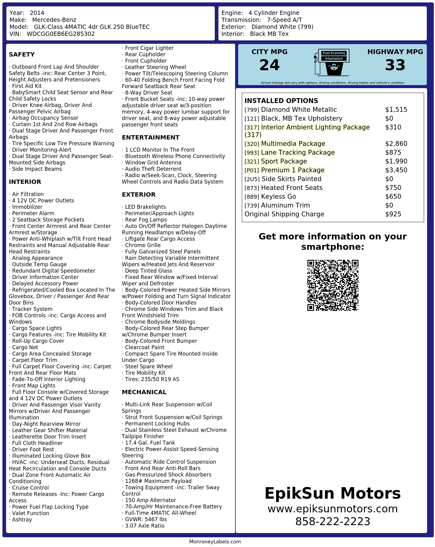 Monroney Label
