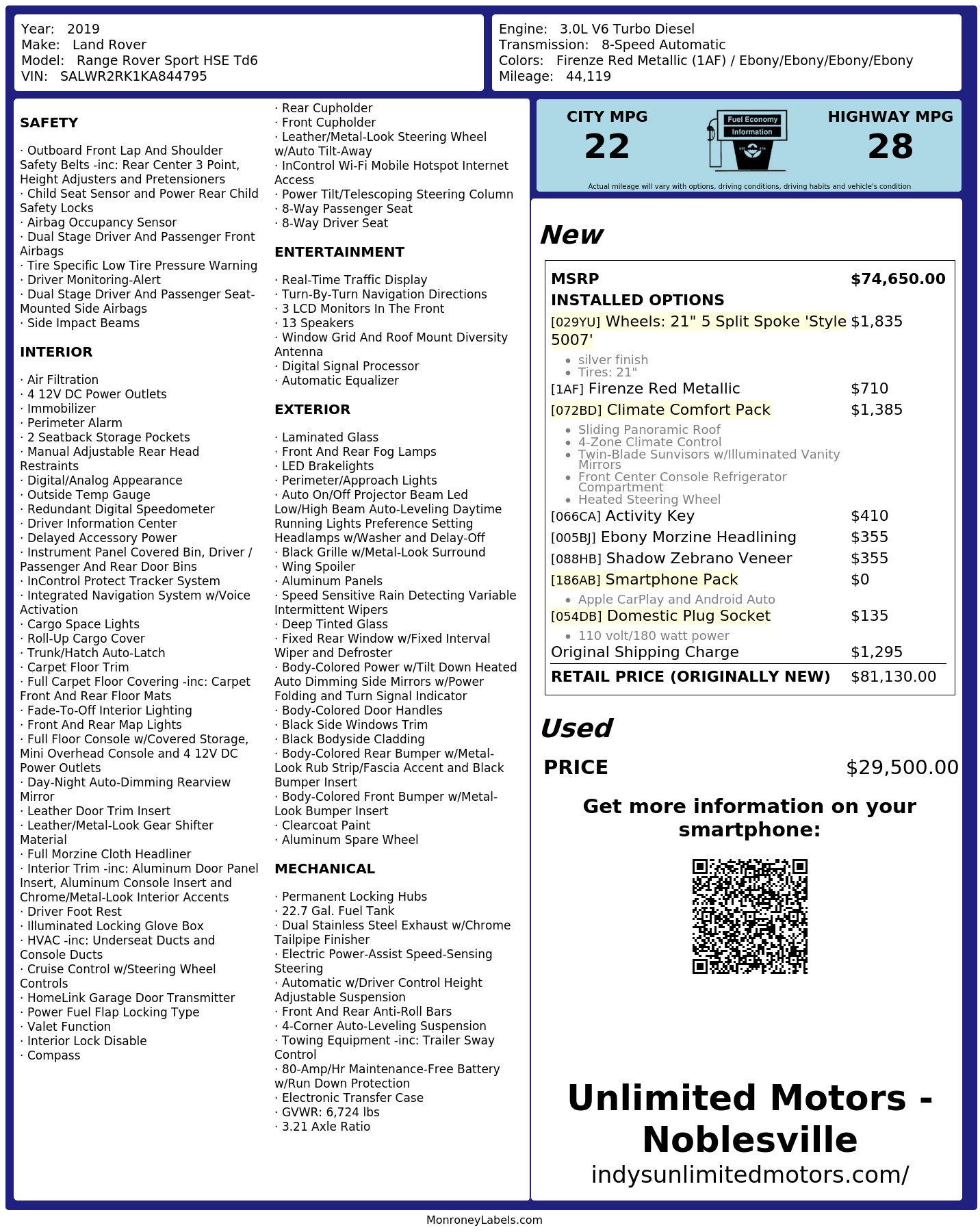 Monroney Label