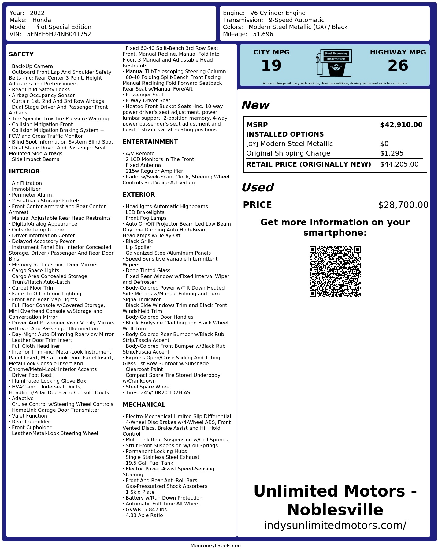 Monroney Label
