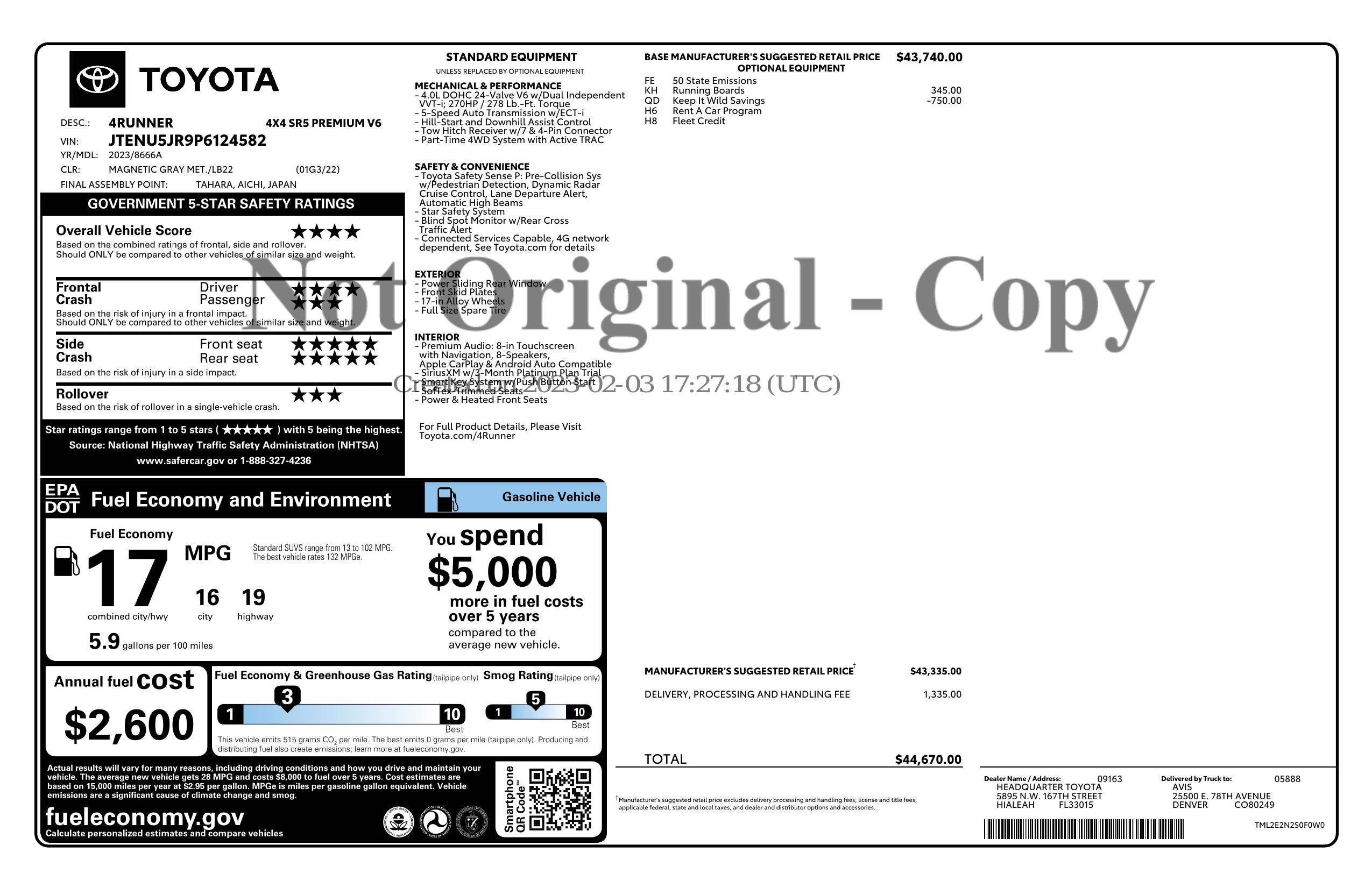Monroney Label