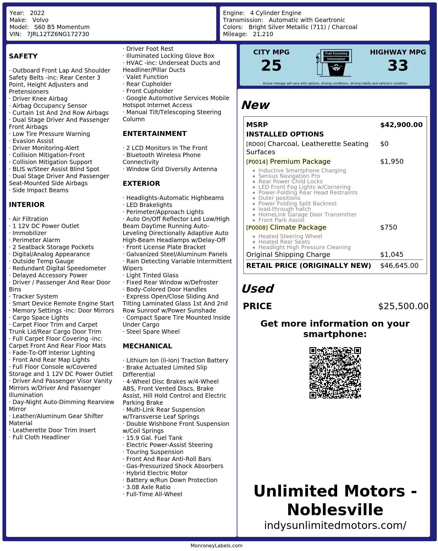 Monroney Label