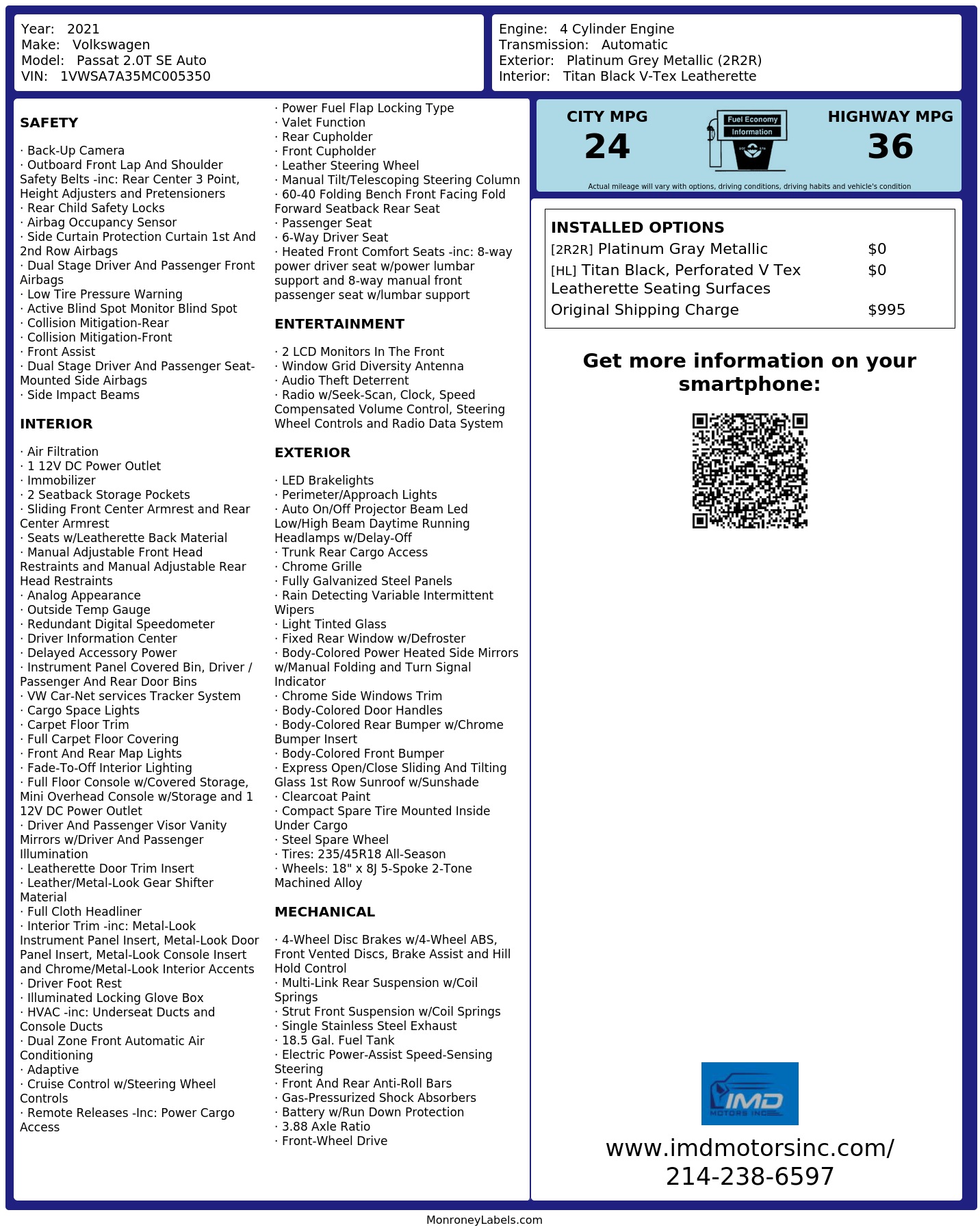 Monroney Label