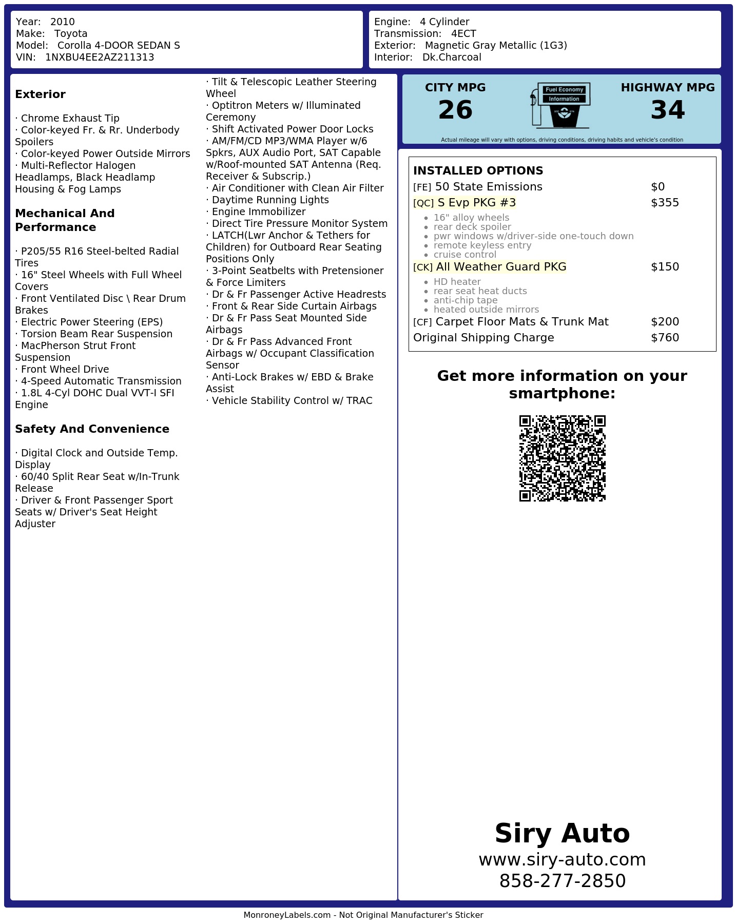 Monroney Label
