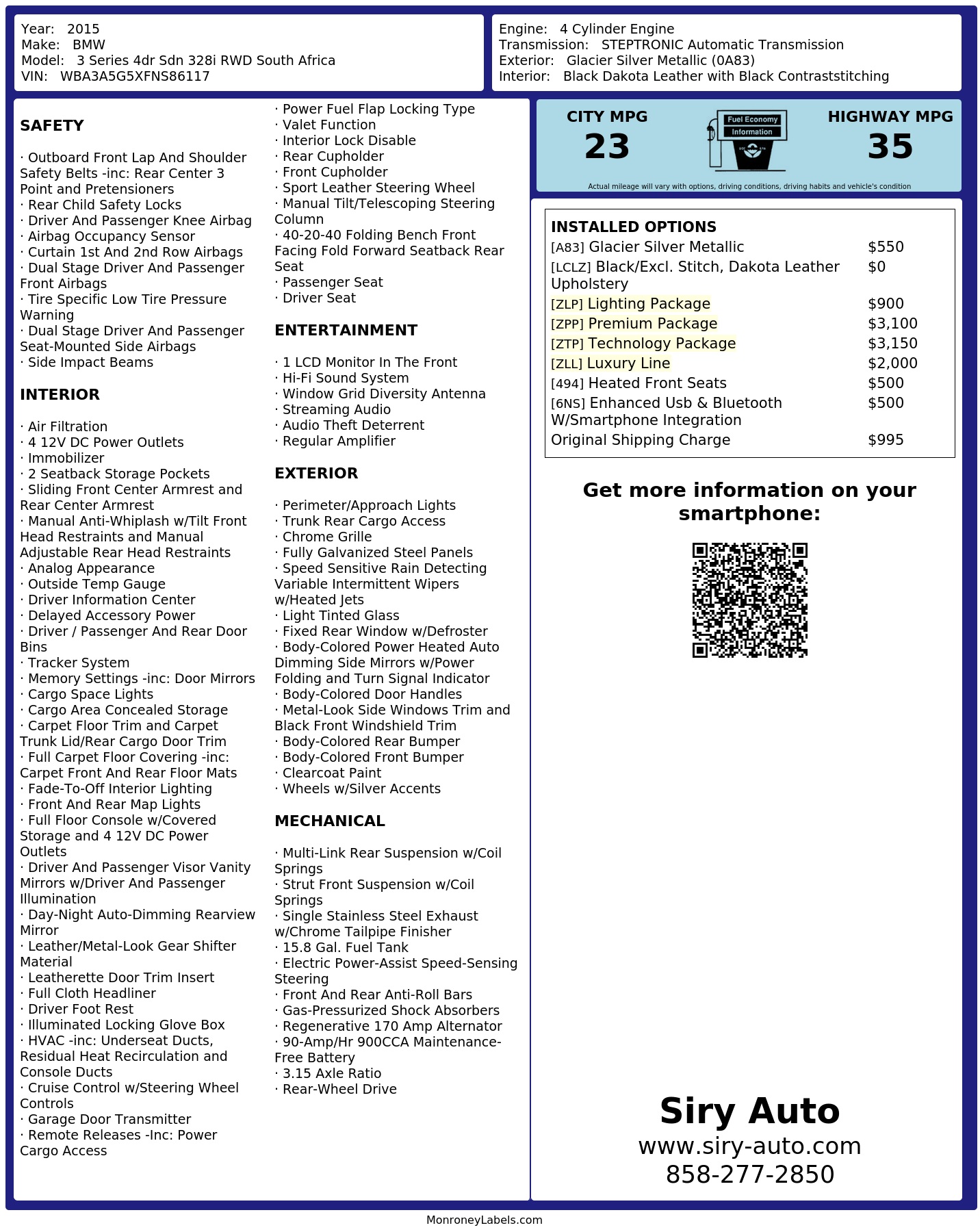 Monroney Label