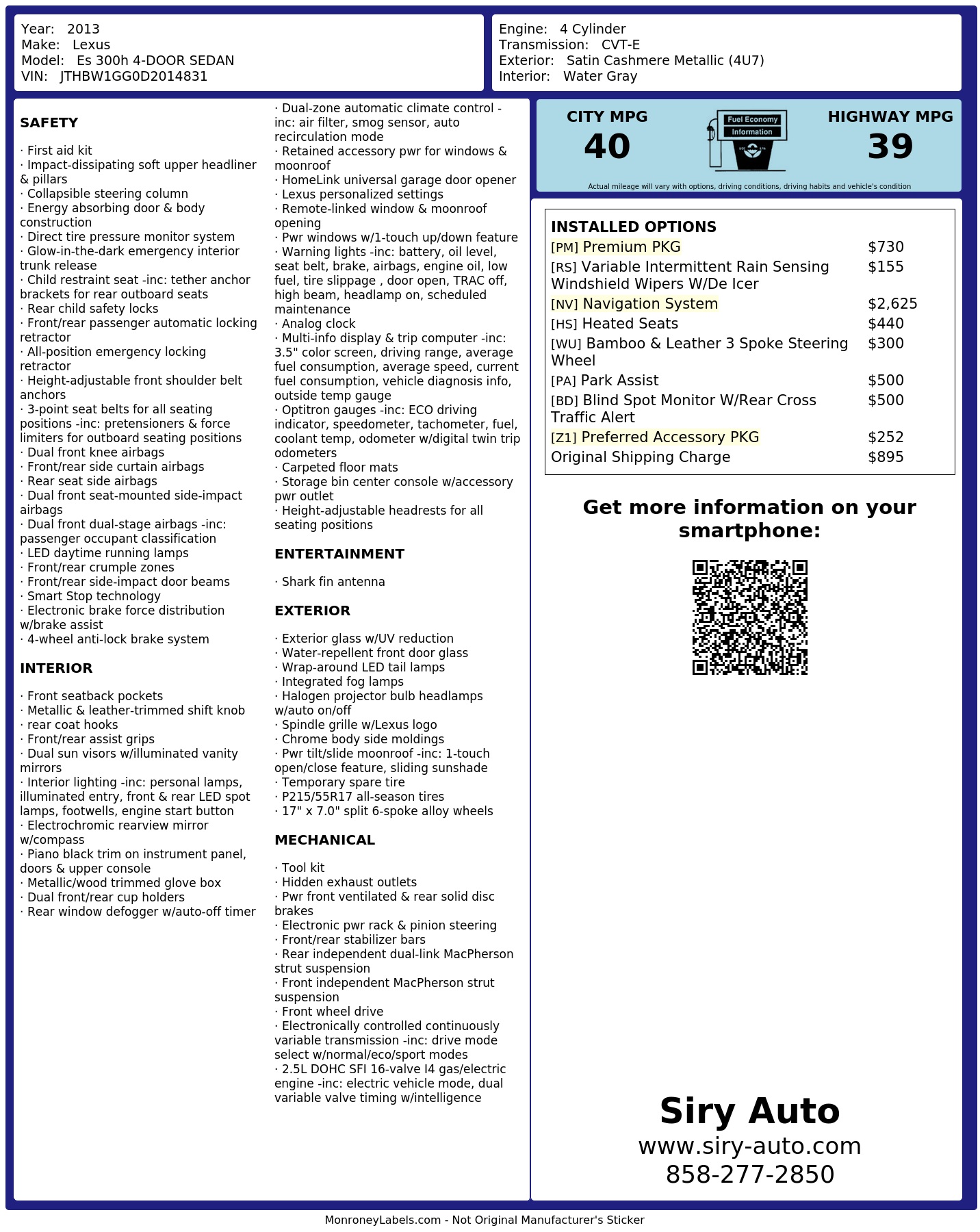 Monroney Label