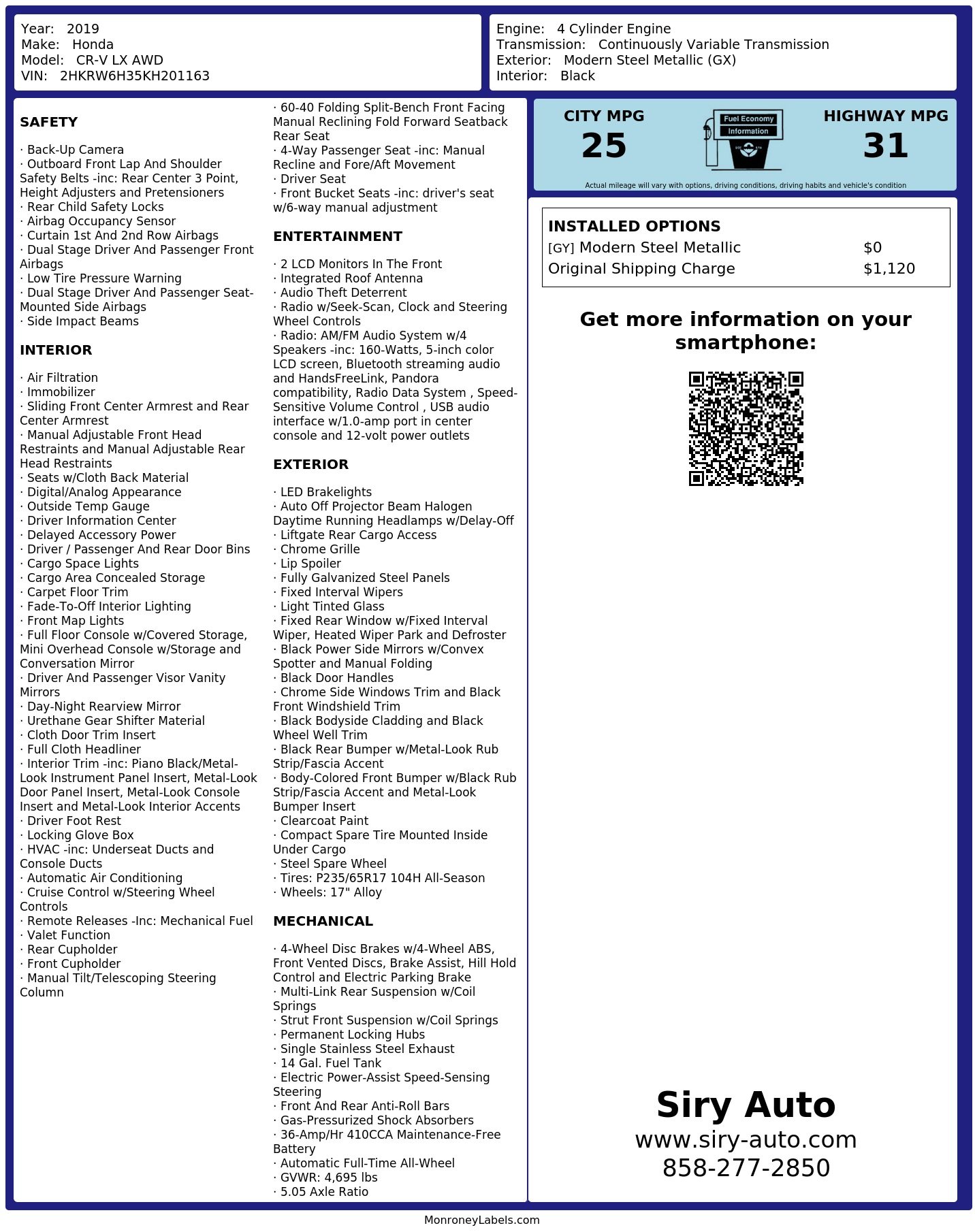 Monroney Label
