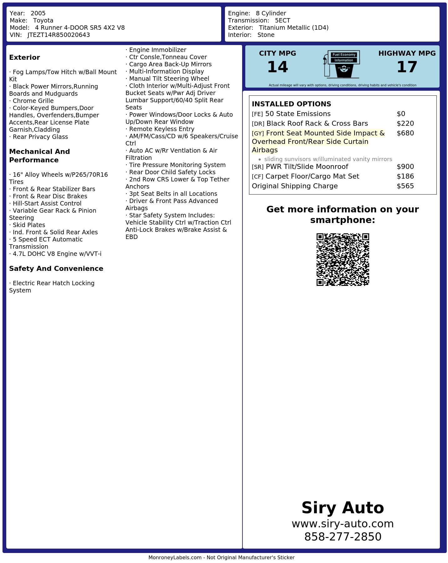 Monroney Label