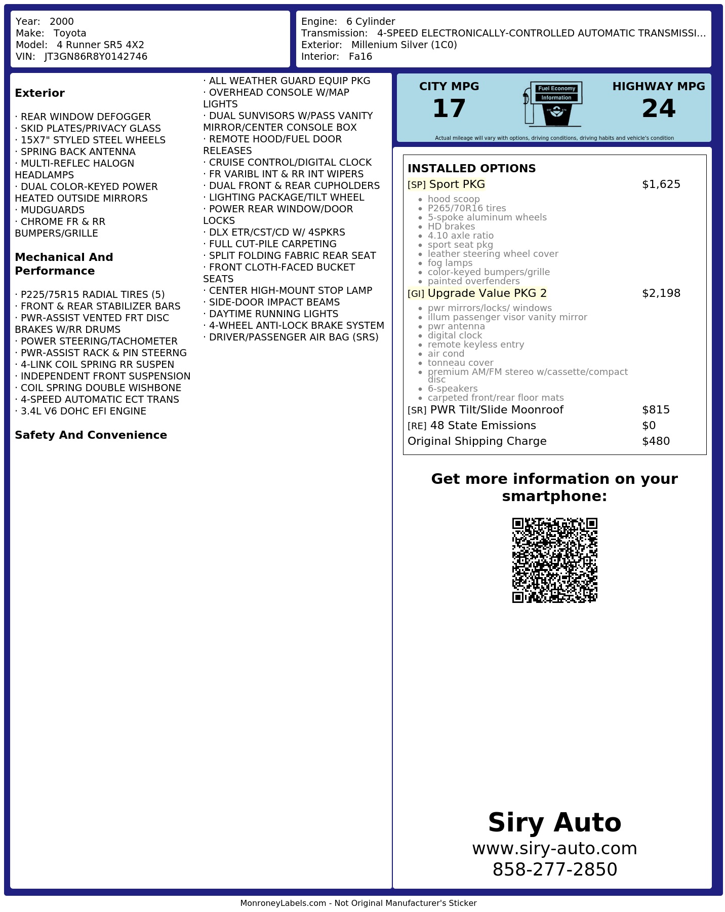 Monroney Label