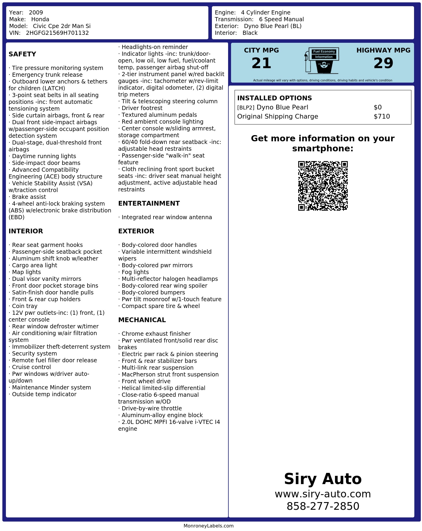 Monroney Label