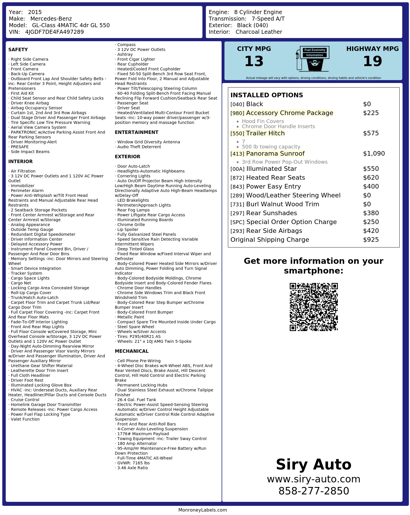 Monroney Label