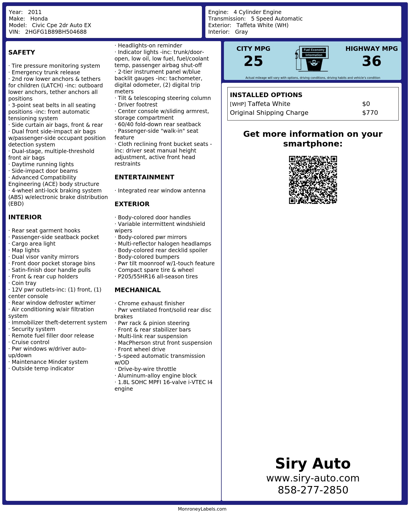 Monroney Label